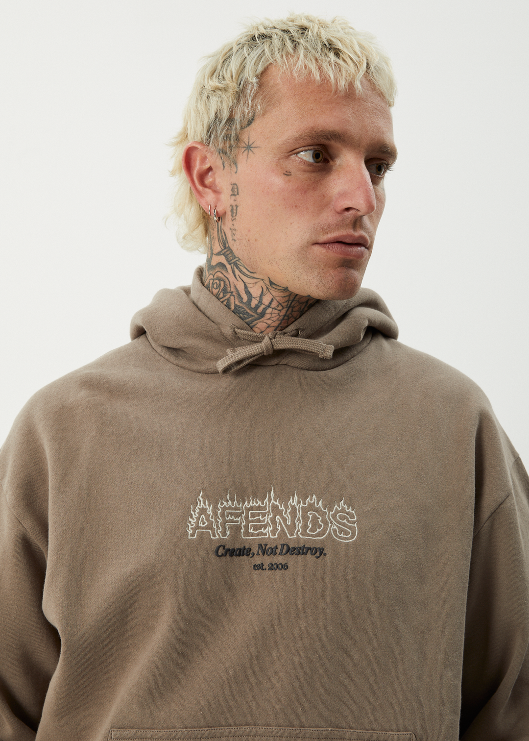 AFENDS Mens Ember - Pull On Hood - Fossil