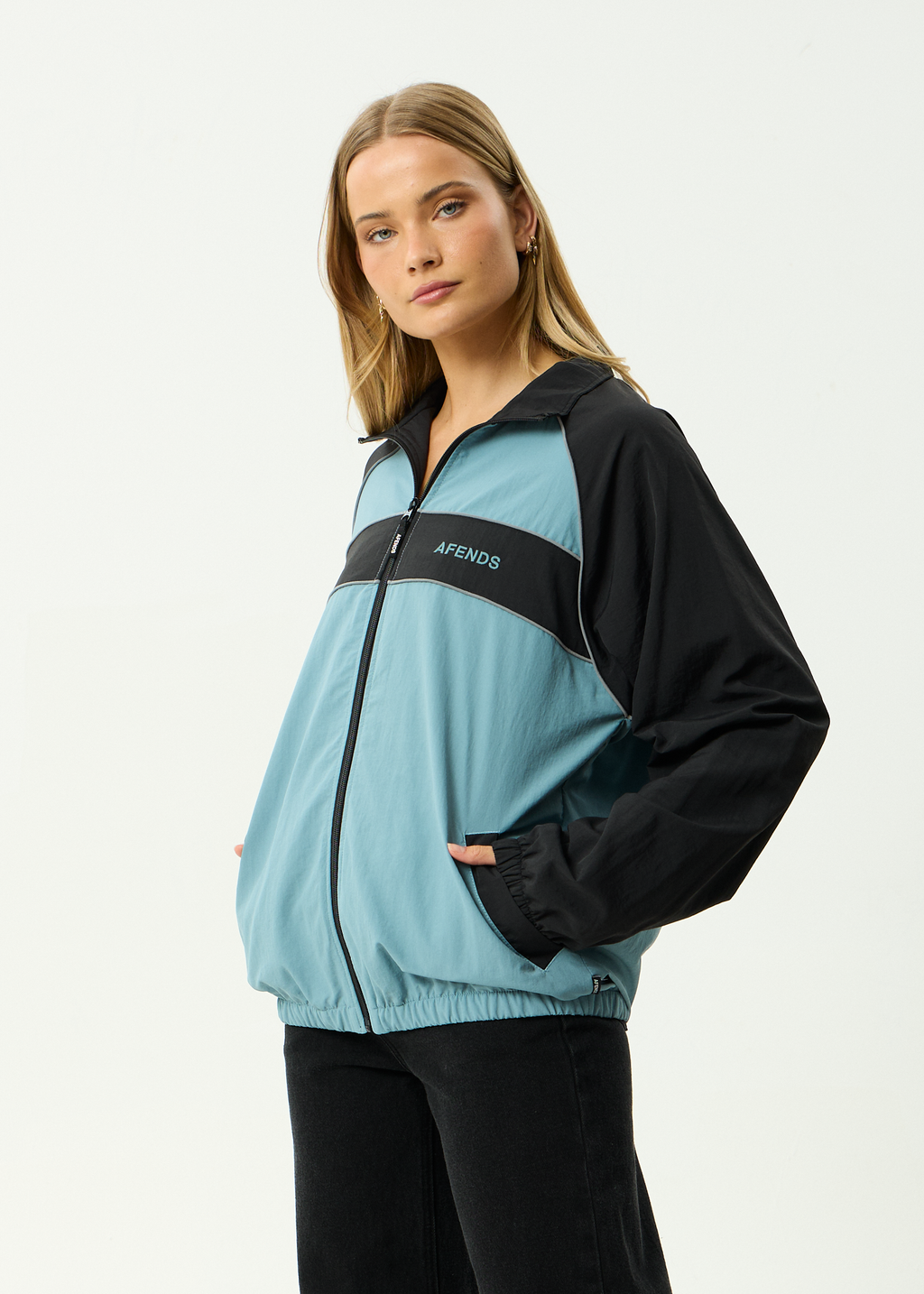 AFENDS Mens Spicy - Sports Spray Jacket - Ocean Spray