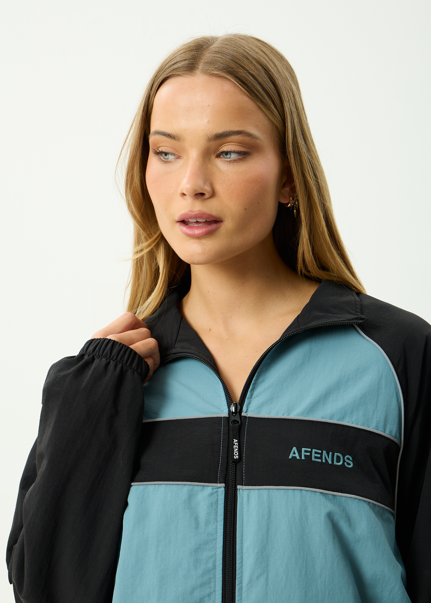 AFENDS Mens Spicy - Sports Spray Jacket - Ocean Spray