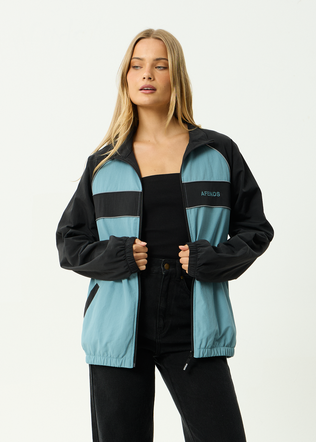 AFENDS Mens Spicy - Sports Spray Jacket - Ocean Spray