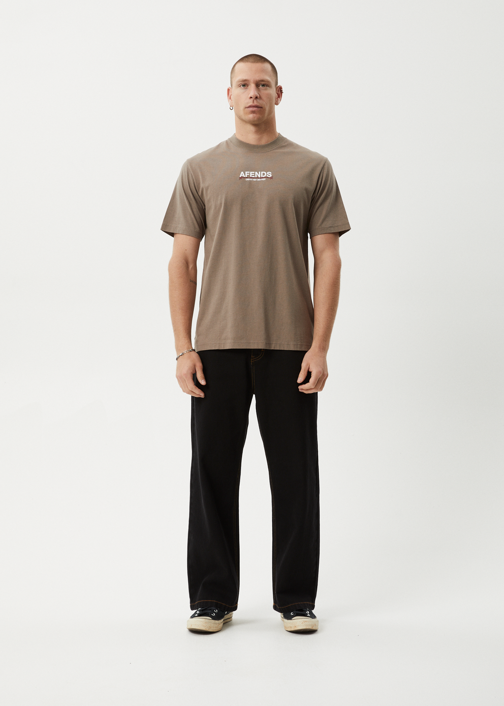 AFENDS Mens Wired - Retro Tee - Fossil