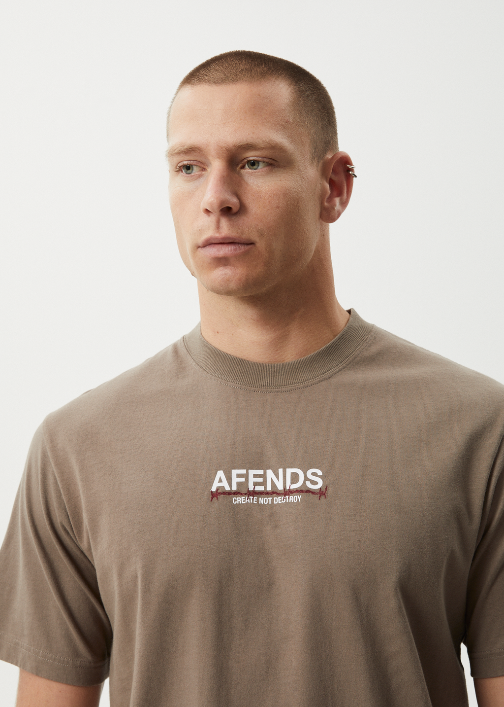 AFENDS Mens Wired - Retro Tee - Fossil