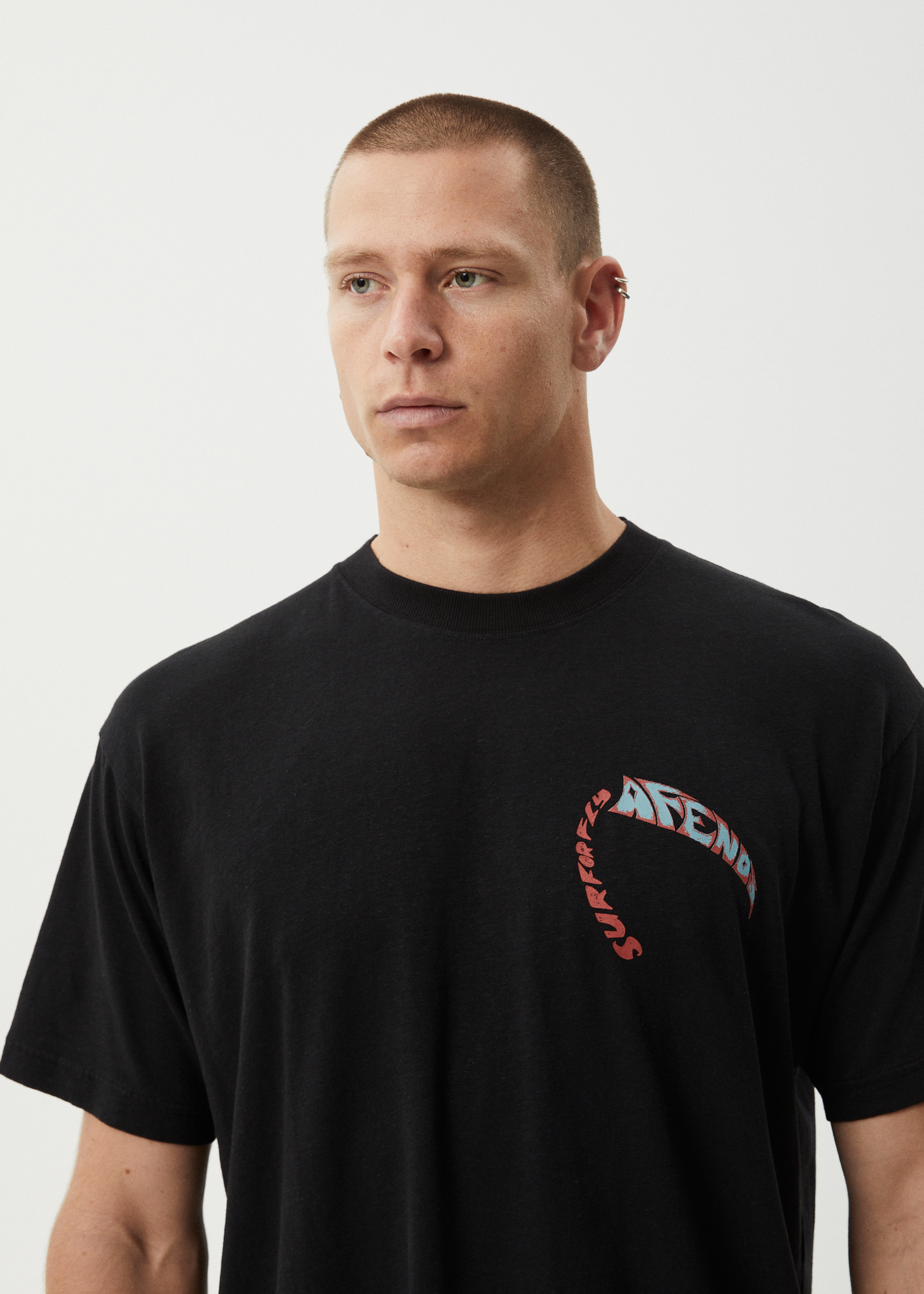 AFENDS Mens Surf Or Fly - Boxy Tee - Black