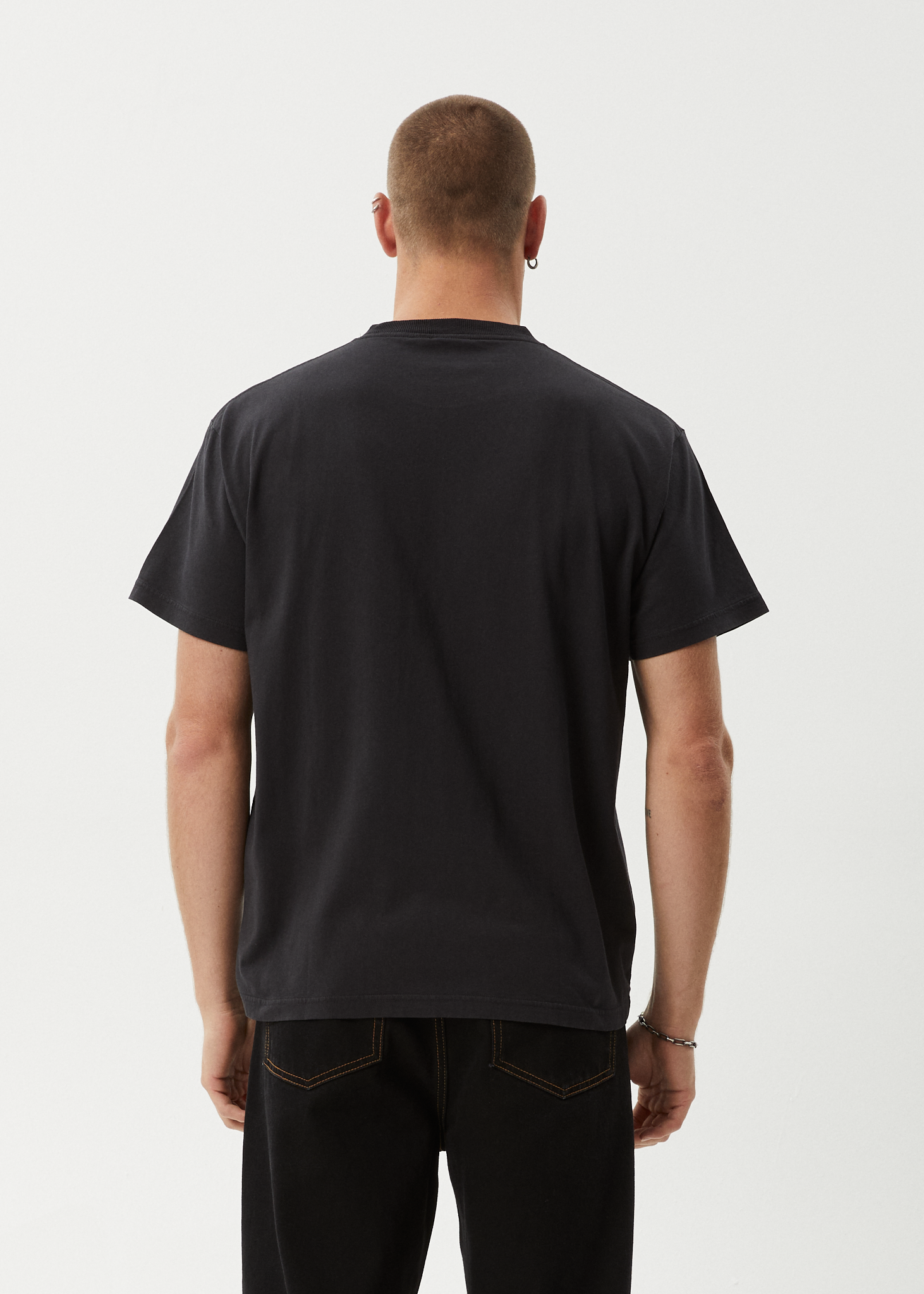 AFENDS Mens World Wide - Boxy Tee - Stone Black