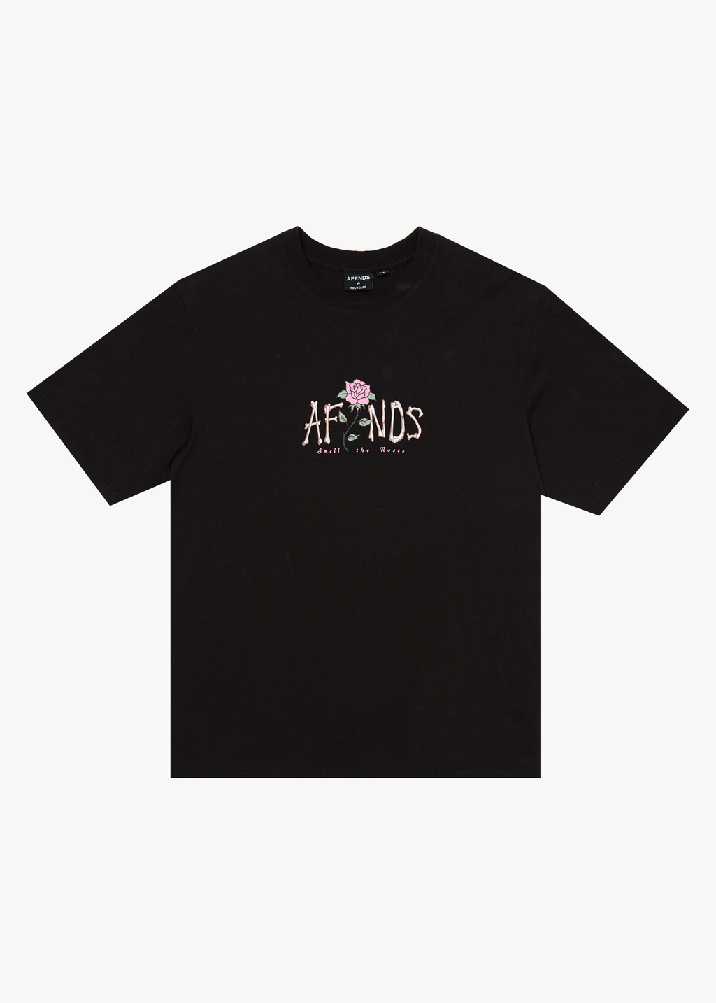 AFENDS Mens Smell The Roses - Retro Tee - Black