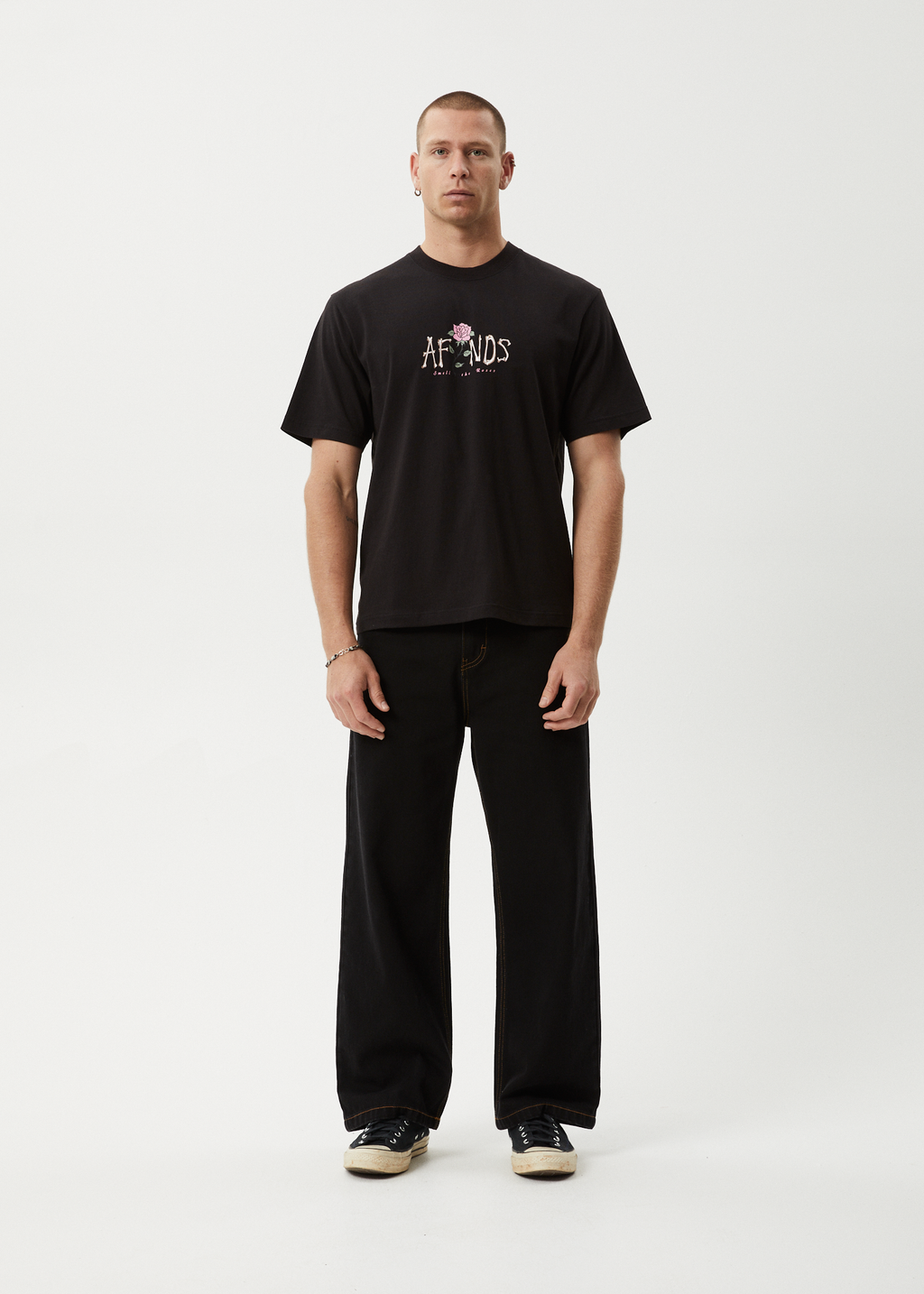 AFENDS Mens Smell The Roses - Retro Tee - Black