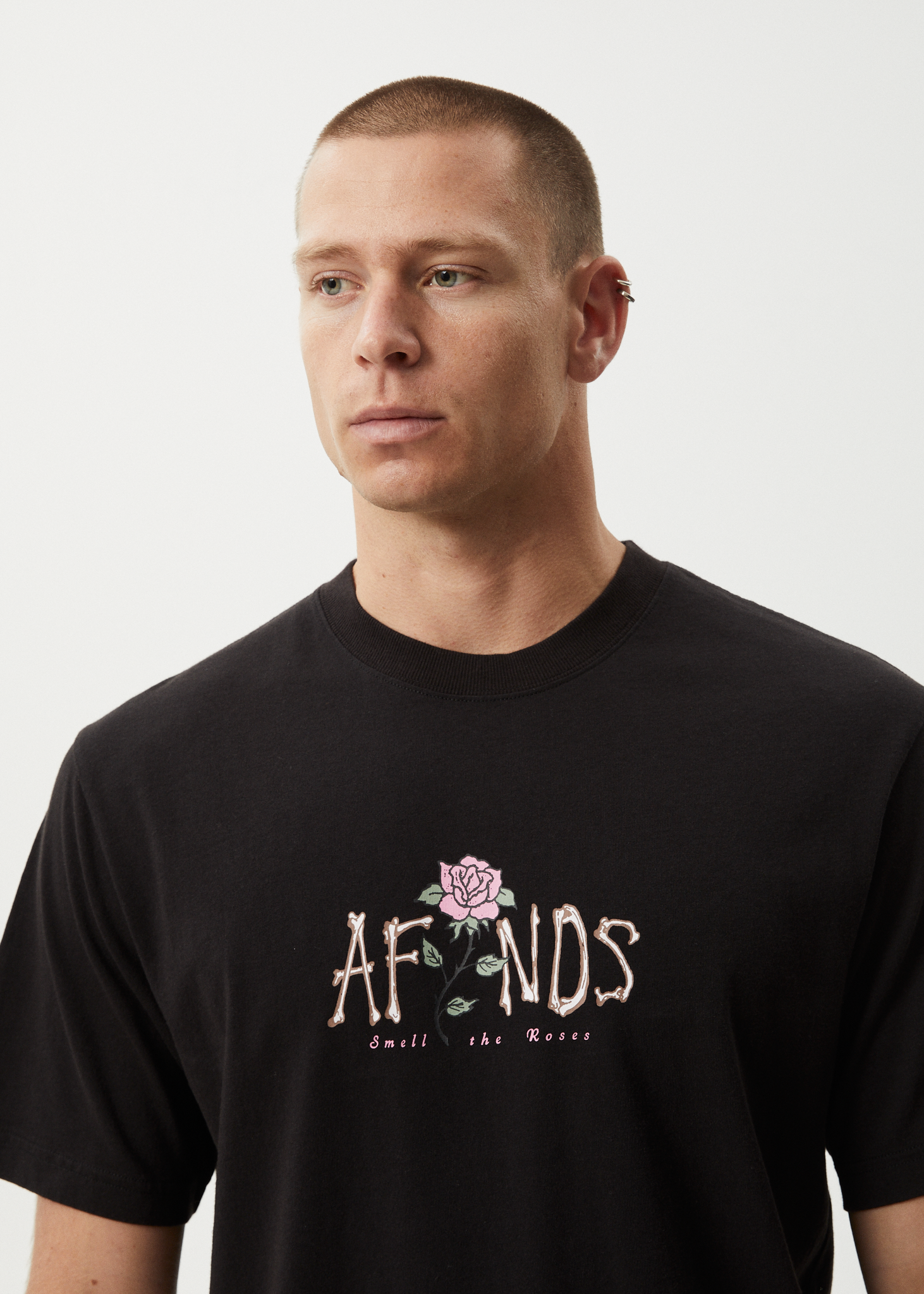 AFENDS Mens Smell The Roses - Retro Tee - Black