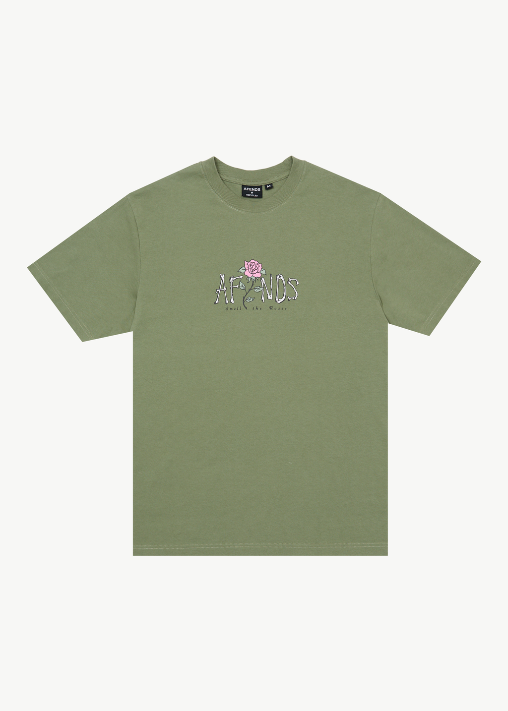 AFENDS Mens Smell The Roses - Retro Tee - Oil Green