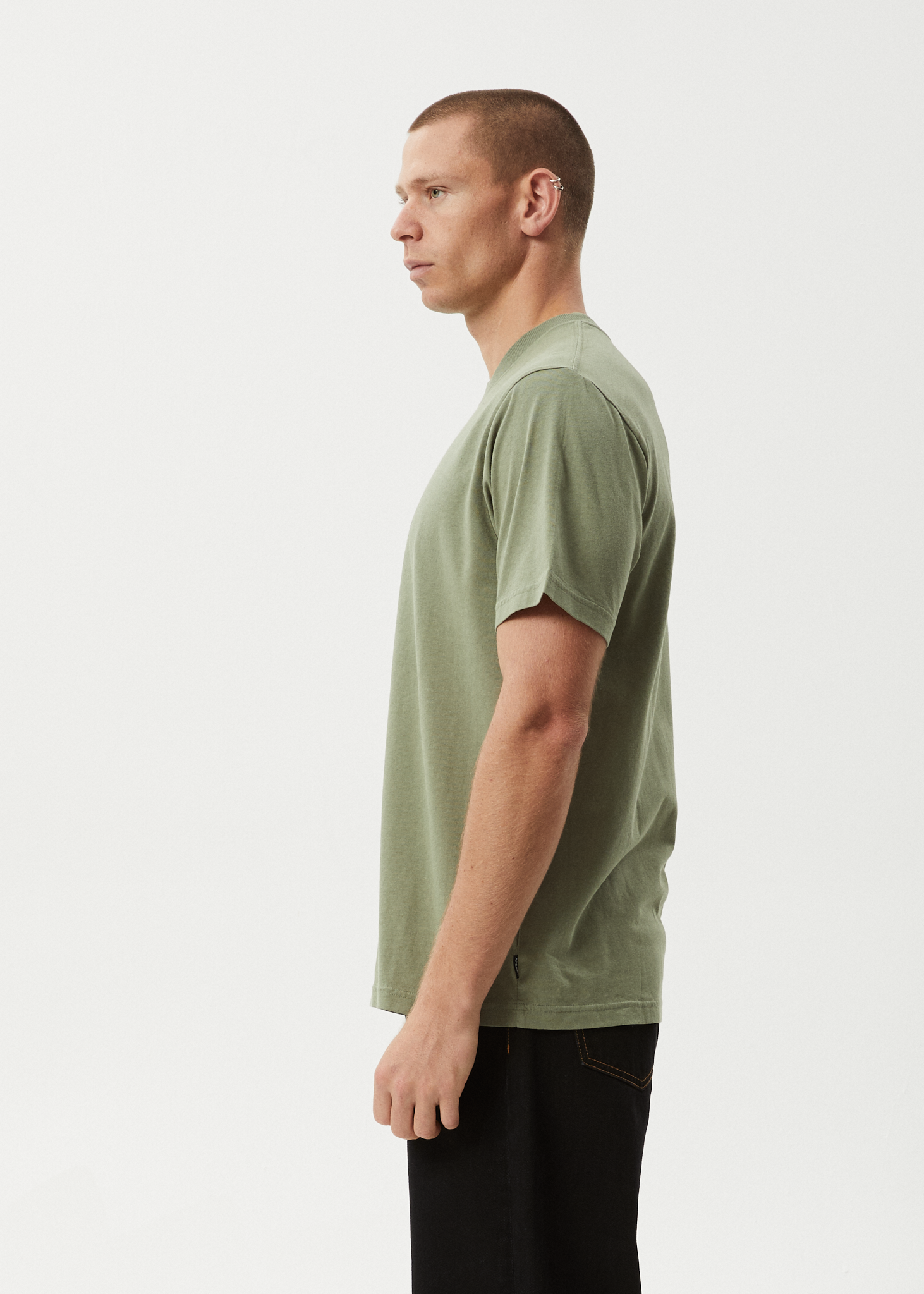 AFENDS Mens Smell The Roses - Retro Tee - Oil Green