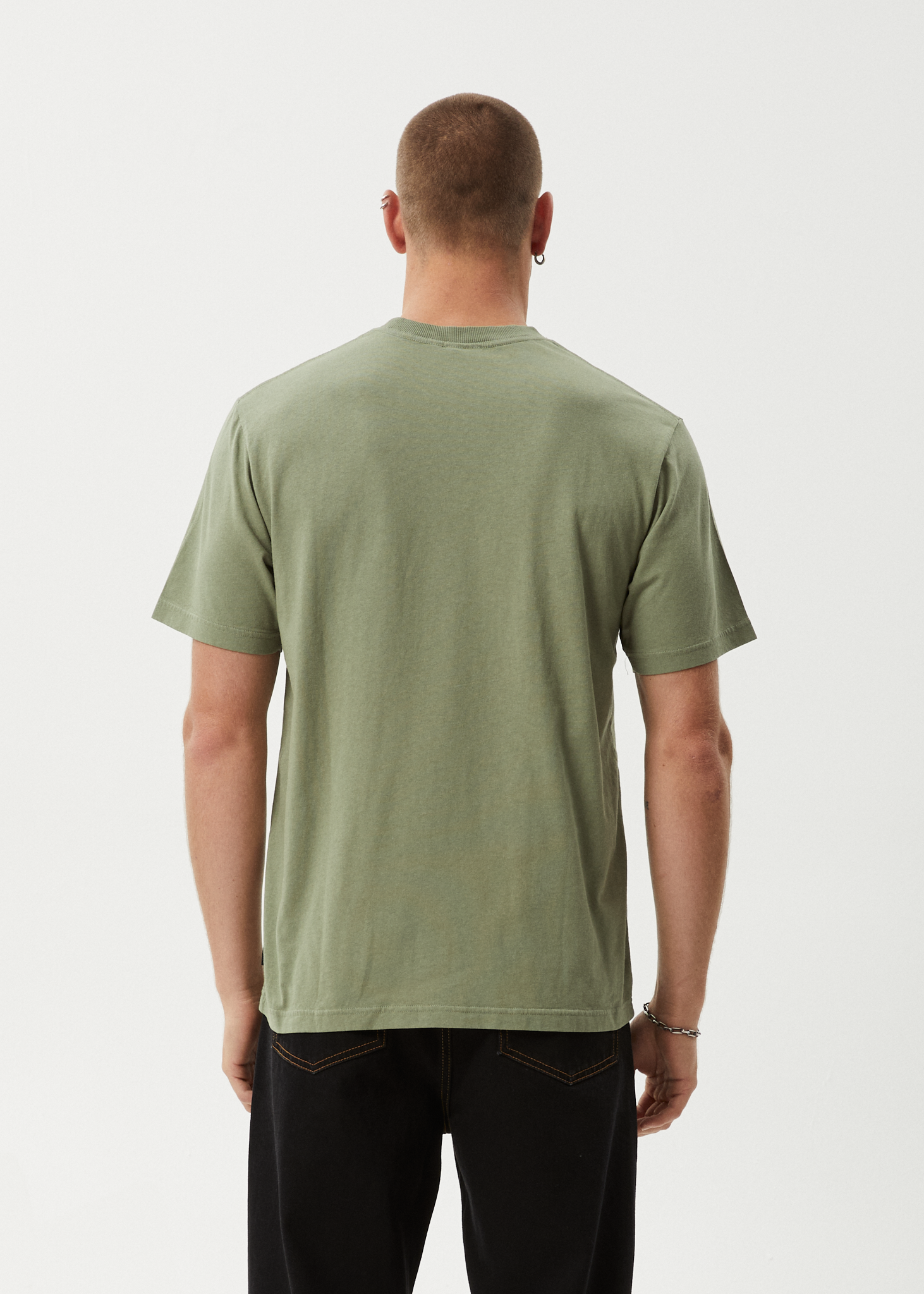 AFENDS Mens Smell The Roses - Retro Tee - Oil Green