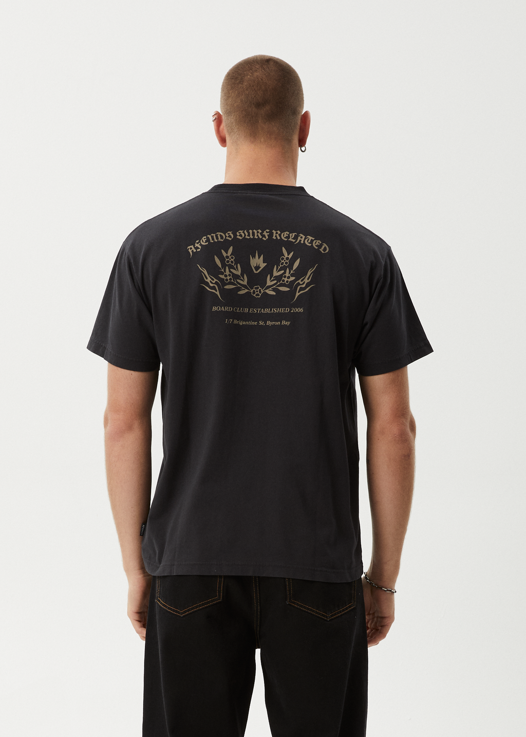 AFENDS Mens Surf Related - Boxy Tee - Stone Black