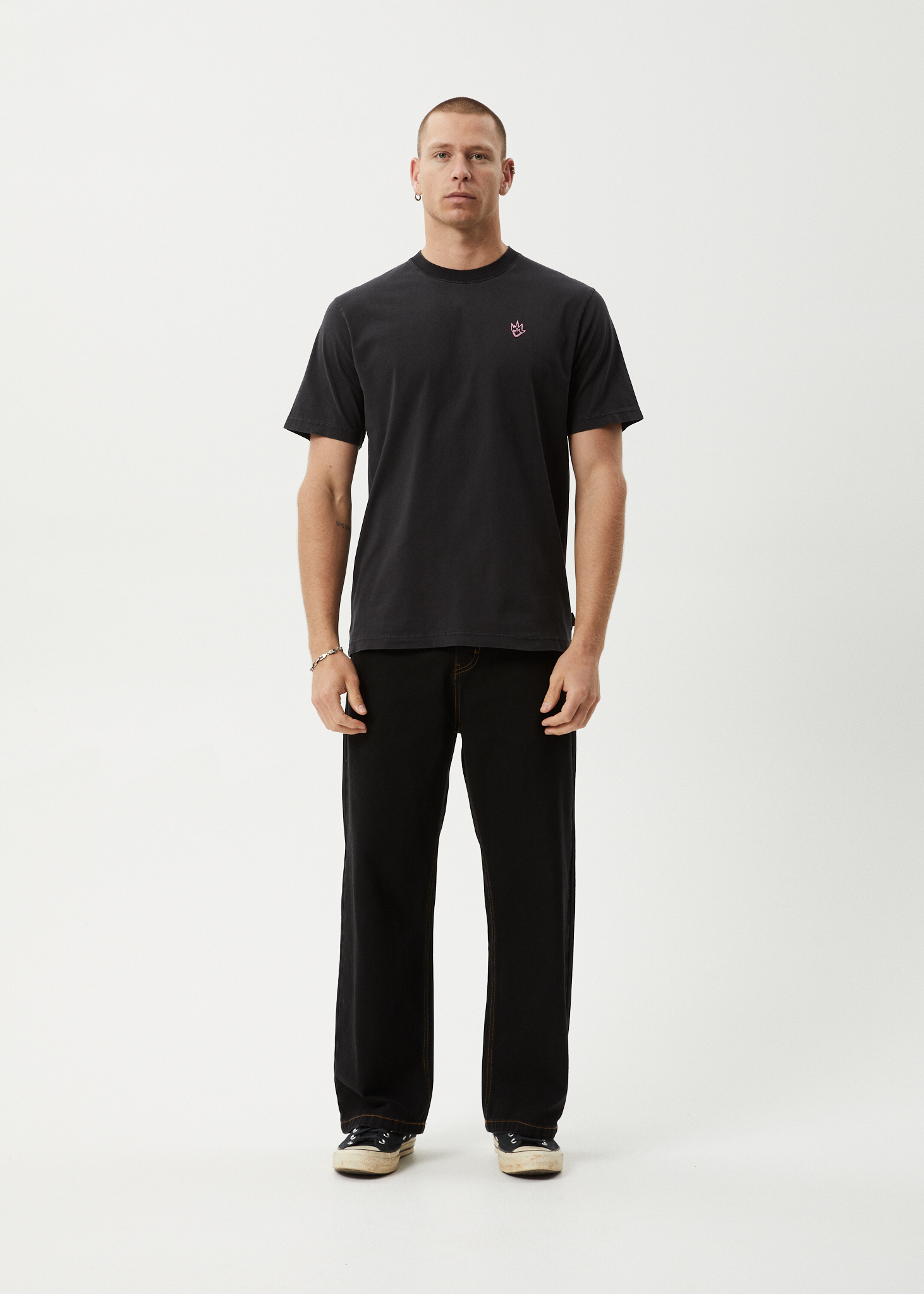 AFENDS Mens Kaleidodope - Retro Tee - Stone Black