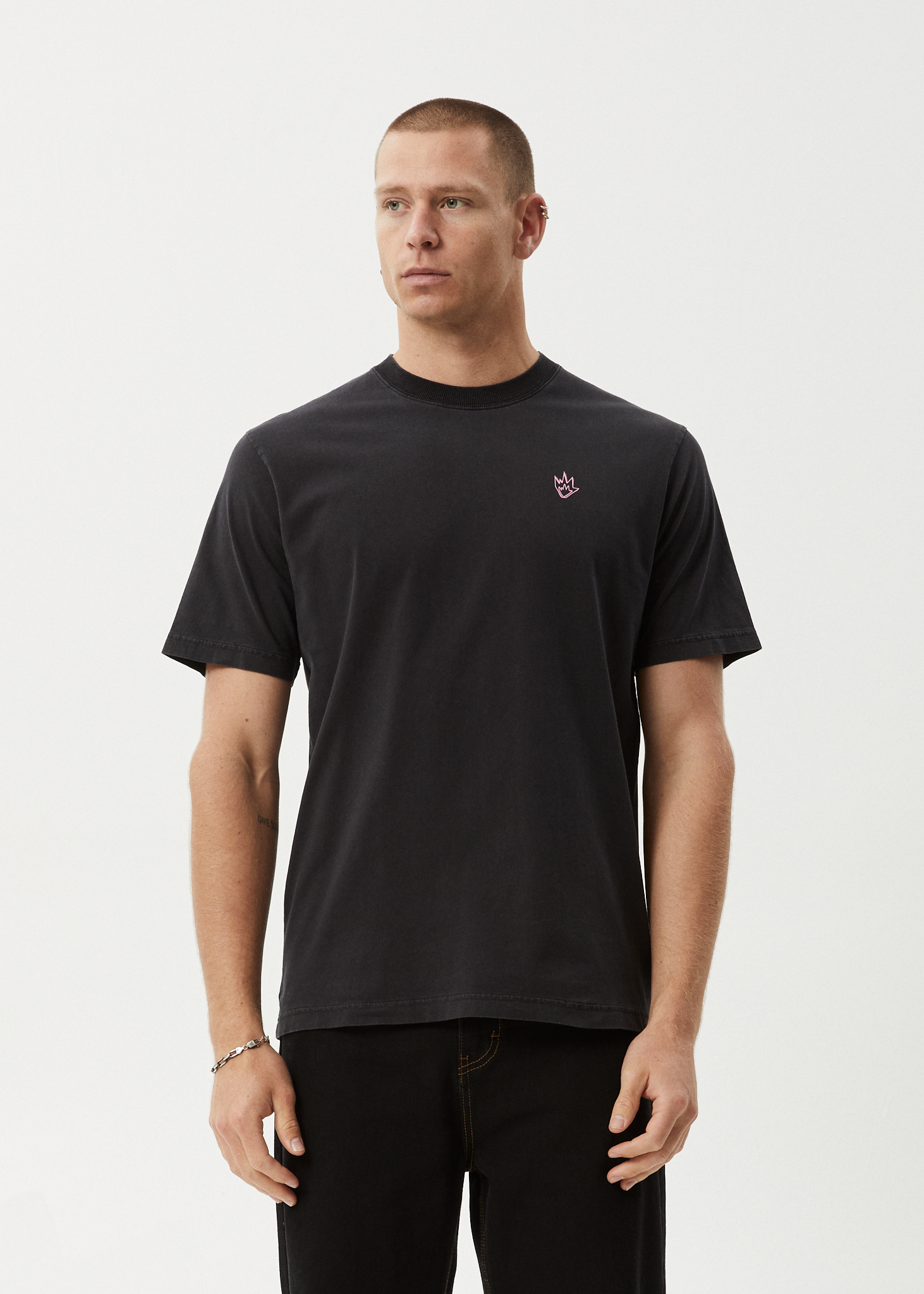 AFENDS Mens Kaleidodope - Retro Tee - Stone Black