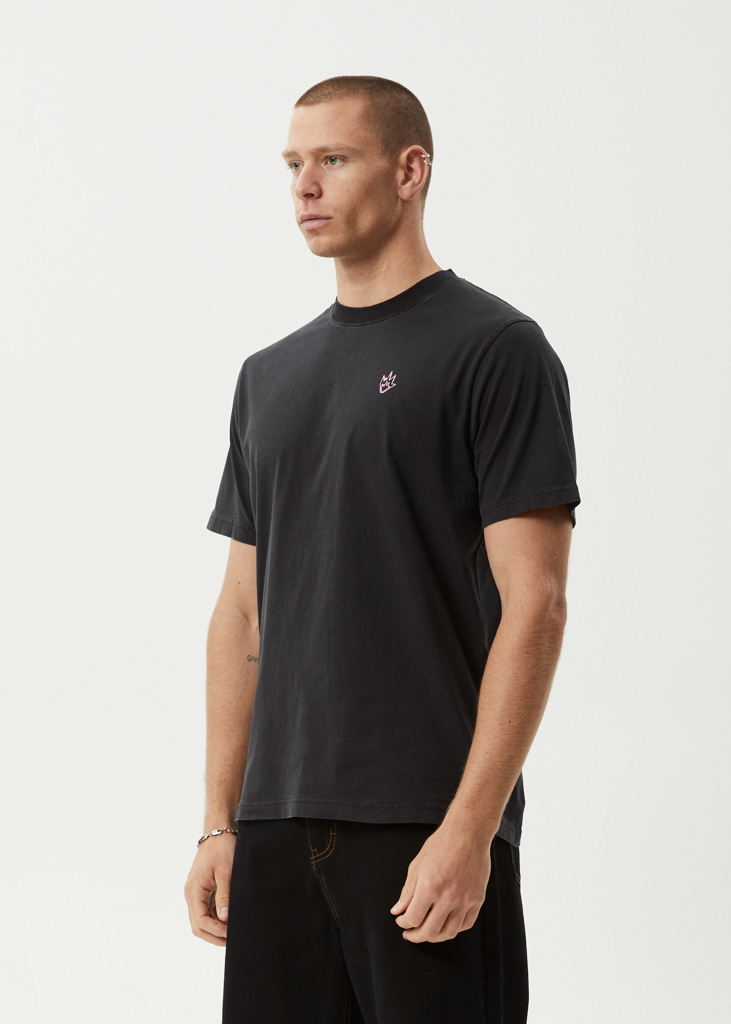 AFENDS Mens Kaleidodope - Retro Tee - Stone Black