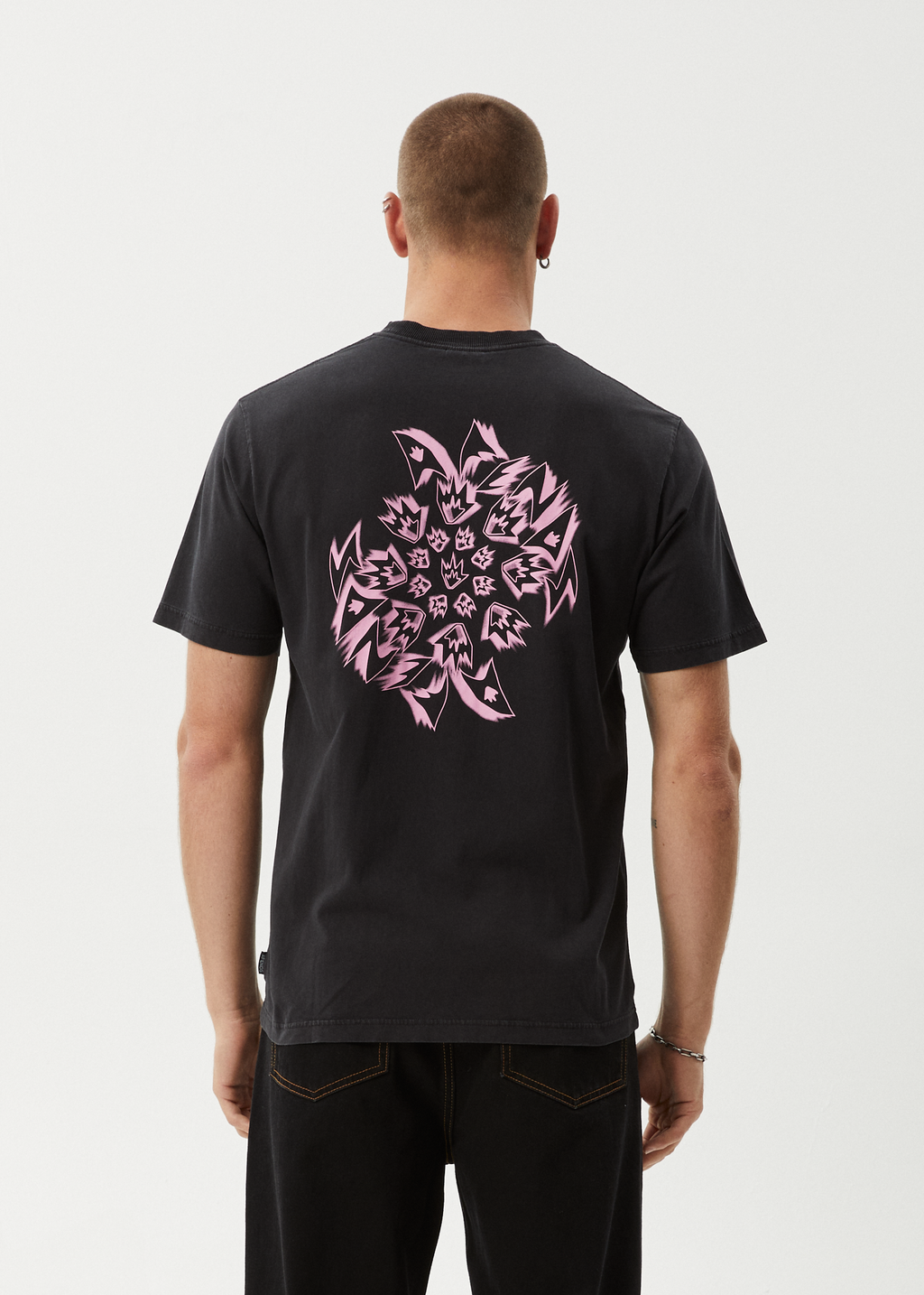 AFENDS Mens Kaleidodope - Retro Tee - Stone Black