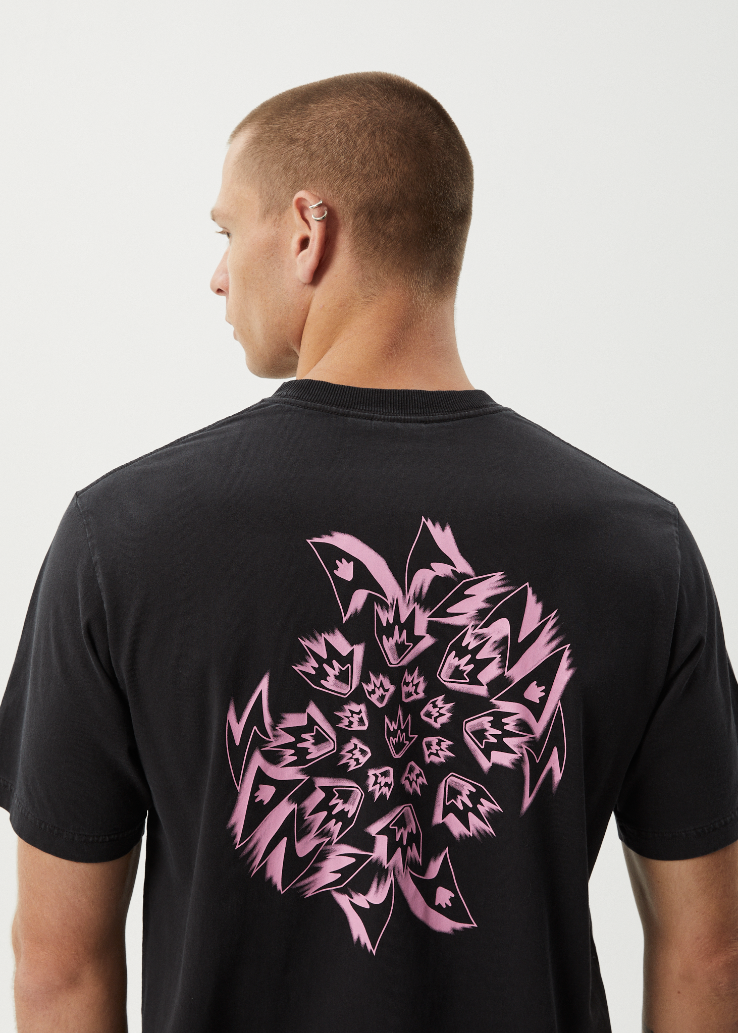 AFENDS Mens Kaleidodope - Retro Tee - Stone Black