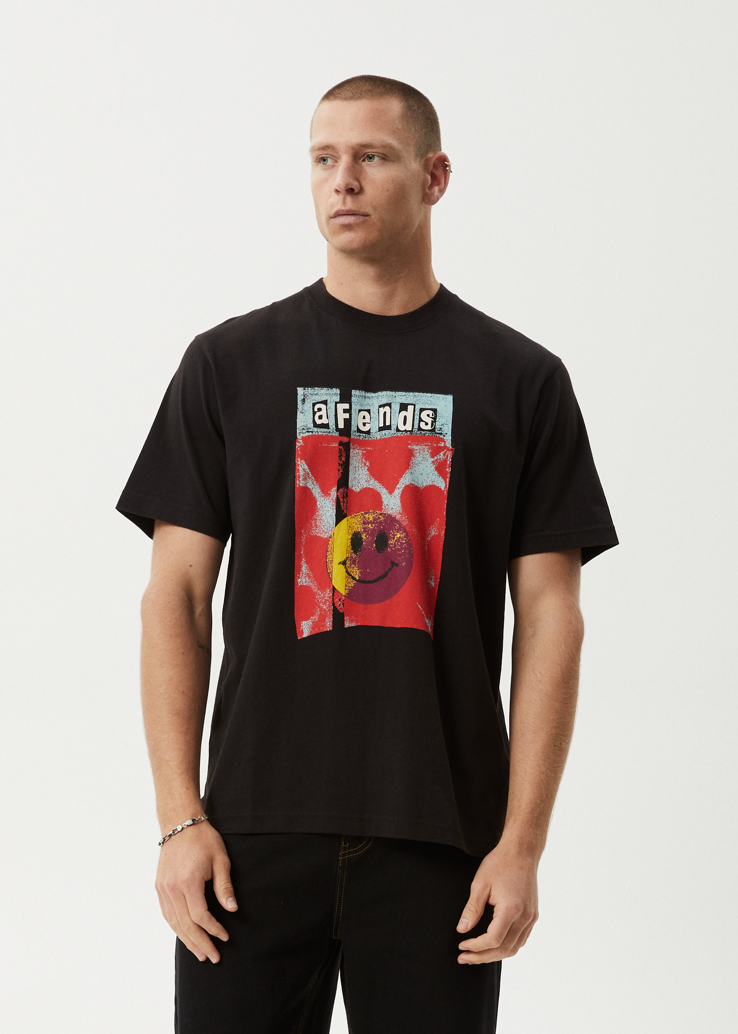 AFENDS Mens Dime Bag - Retro Tee - Black