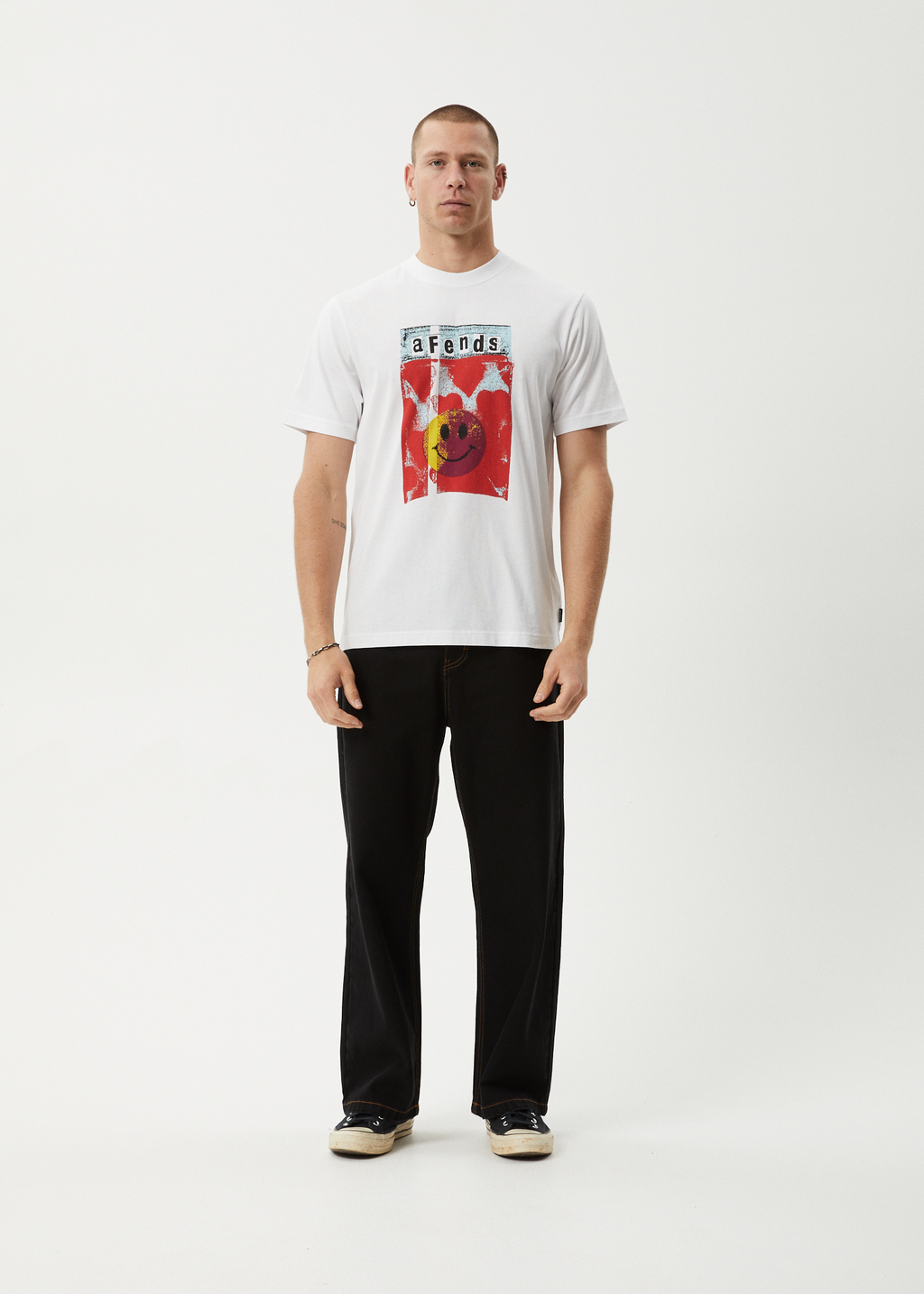 AFENDS Mens Dime Bag - Retro Tee - White