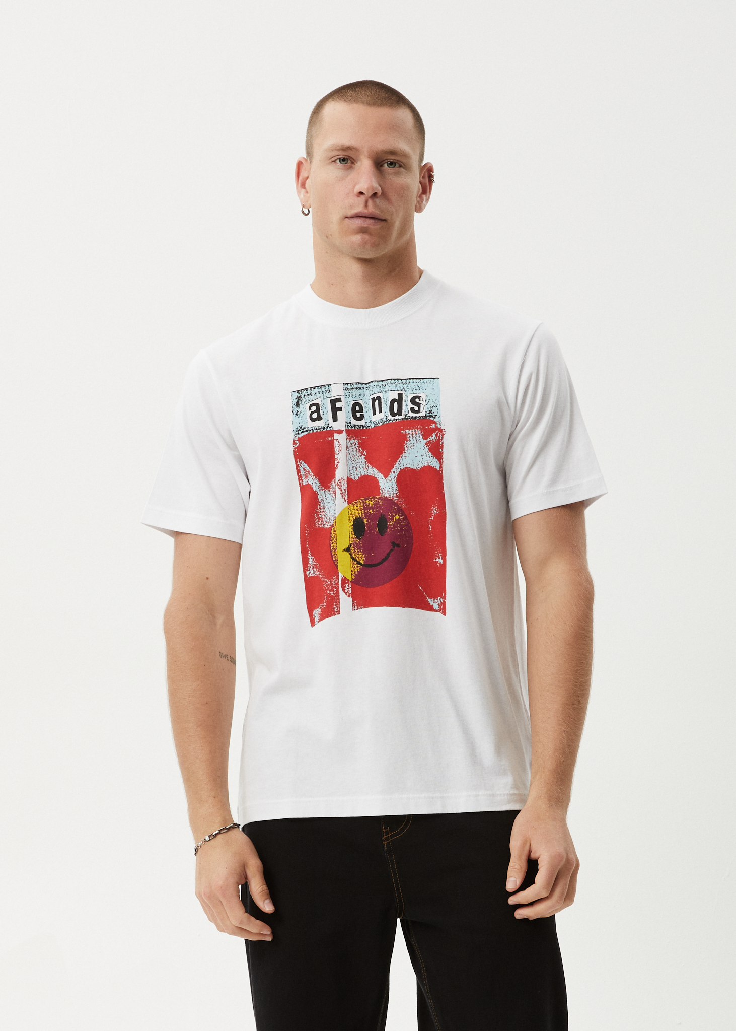 AFENDS Mens Dime Bag - Retro Tee - White