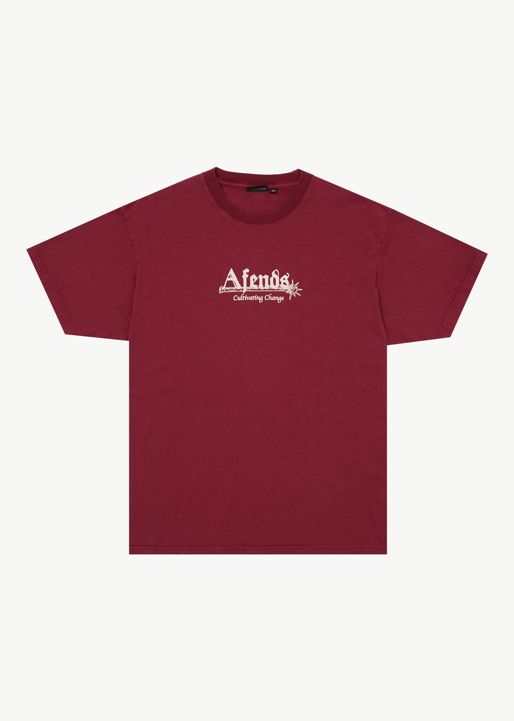 AFENDS Mens Mace Life - Boxy Tee - Washed Burgundy