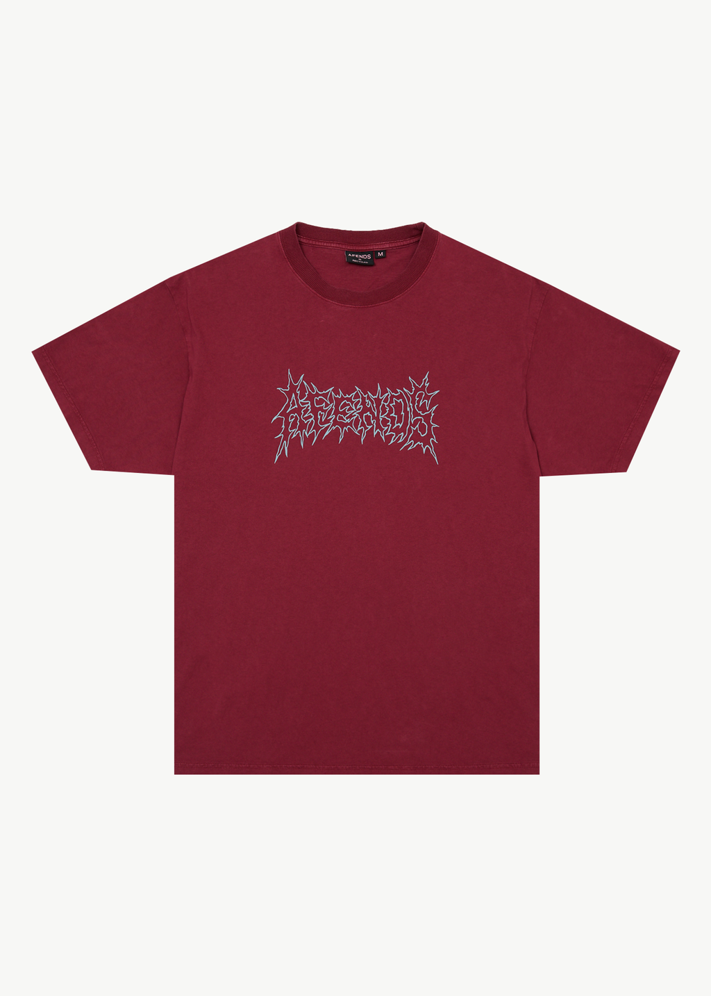 AFENDS Mens Mental - Boxy Tee - Washed Burgundy