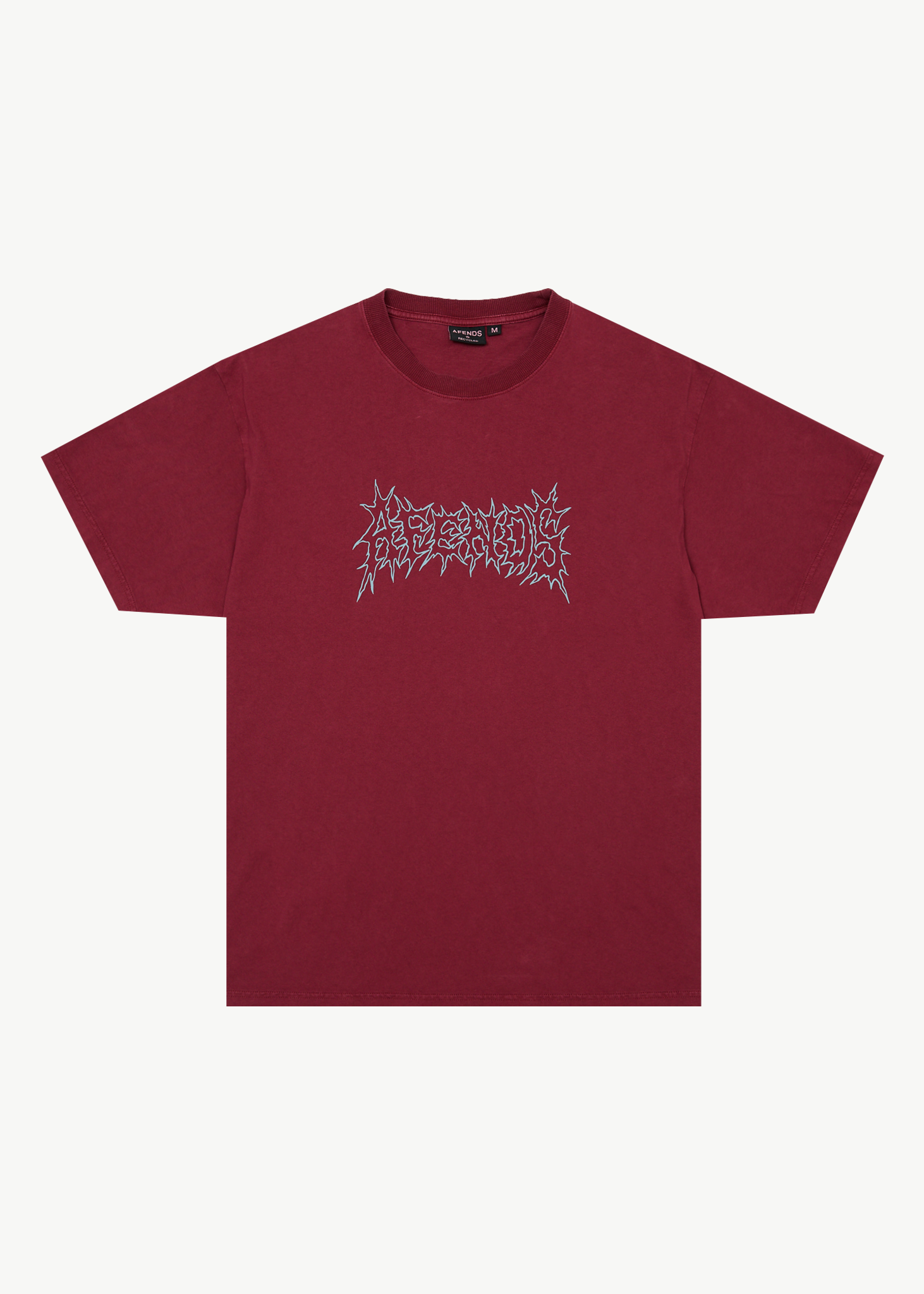 AFENDS Mens Mental - Boxy Tee - Washed Burgundy