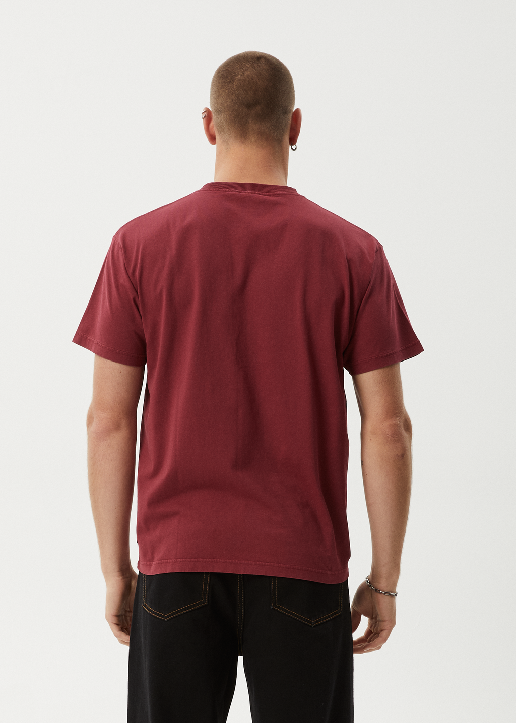 AFENDS Mens Mental - Boxy Tee - Washed Burgundy