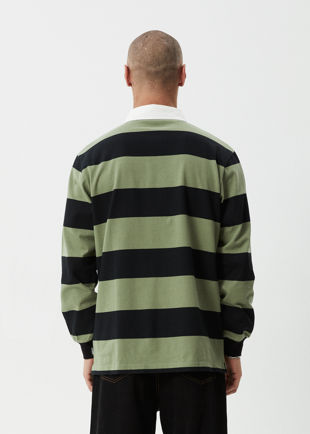 AFENDS Mens Mental - Rugby Long Sleeve Tee - Oil Green