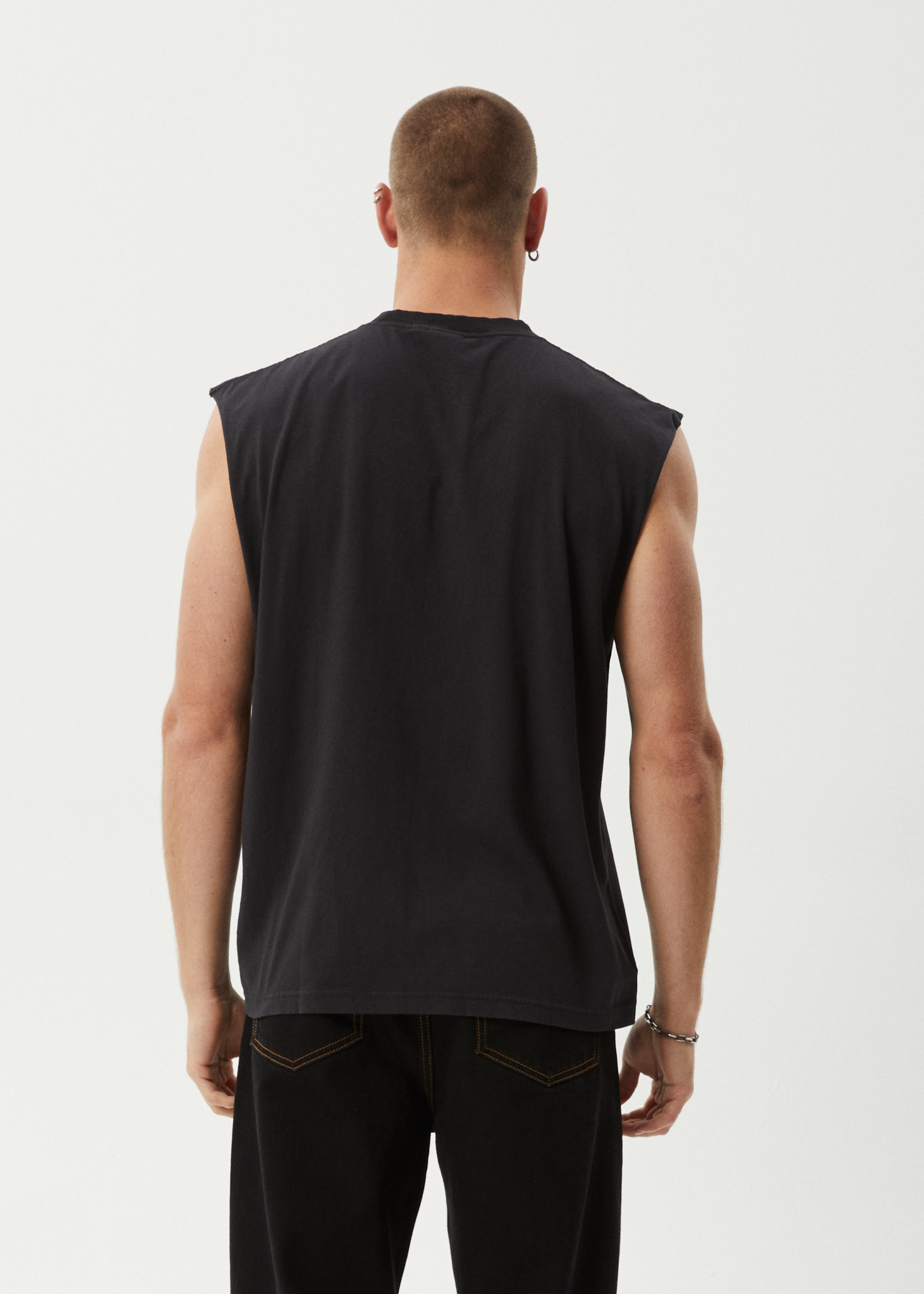 AFENDS Mens Mental - Sleeveless Tee - Stone Black