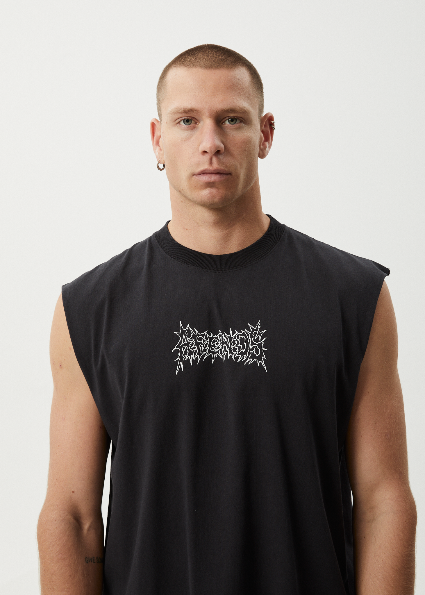 AFENDS Mens Mental - Sleeveless Tee - Stone Black