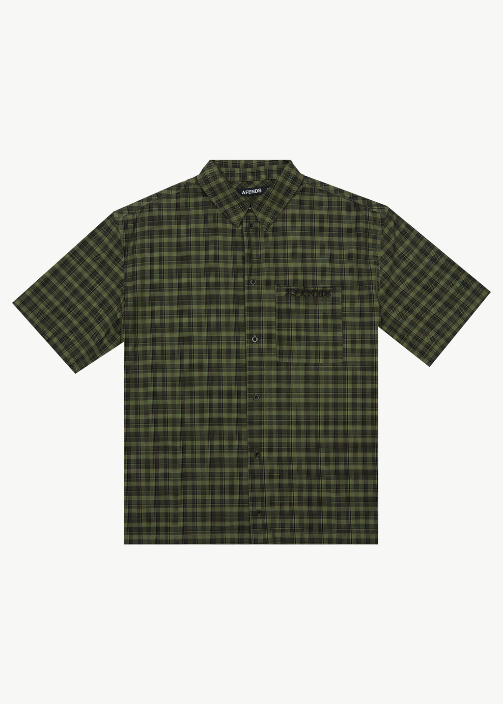 AFENDS Mens Ghost - Short Sleeve Shirt - Oil Green