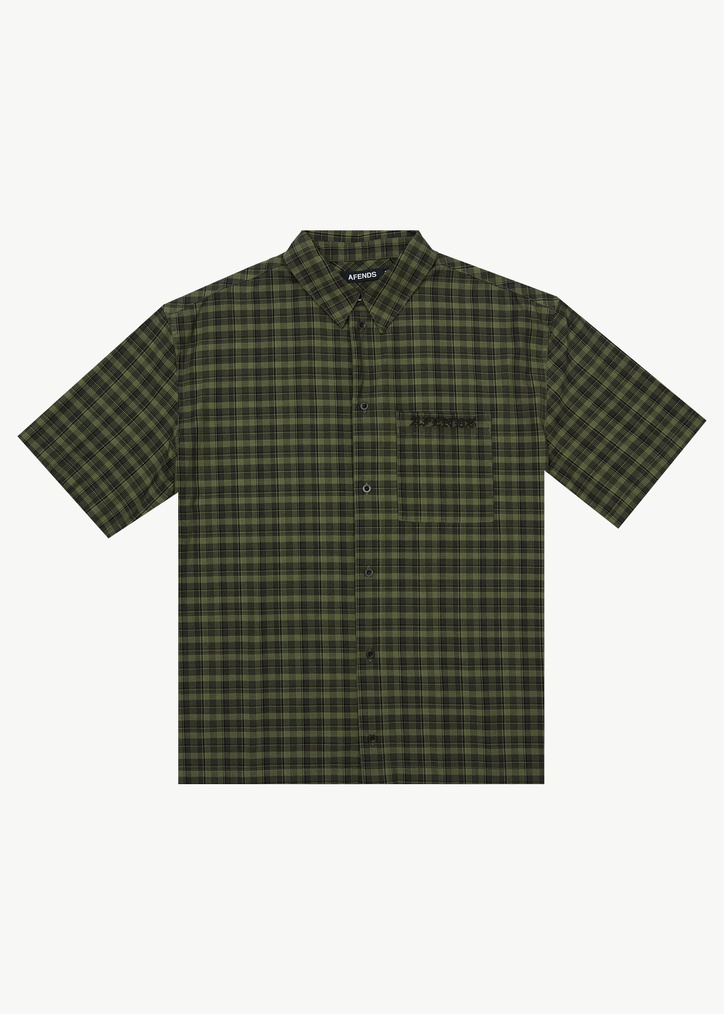 AFENDS Mens Ghost - Short Sleeve Shirt - Oil Green