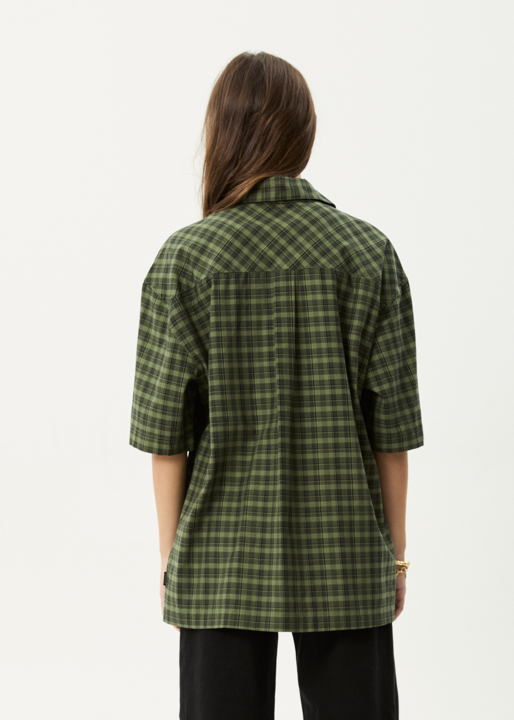 AFENDS Mens Ghost - Short Sleeve Shirt - Oil Green
