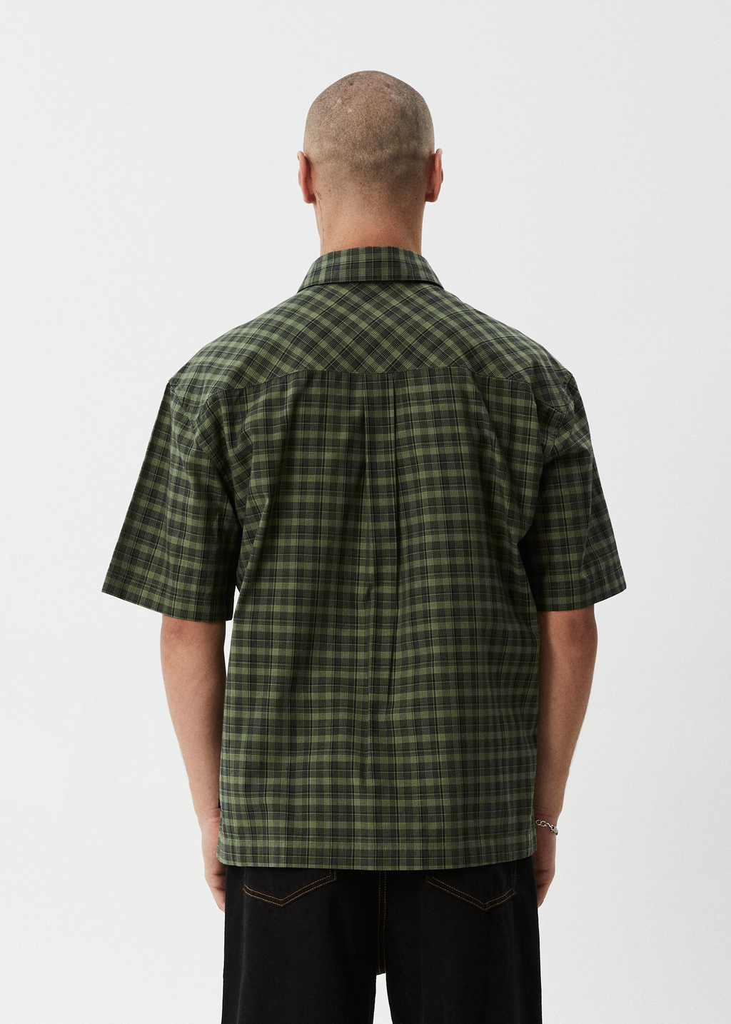 AFENDS Mens Ghost - Short Sleeve Shirt - Oil Green