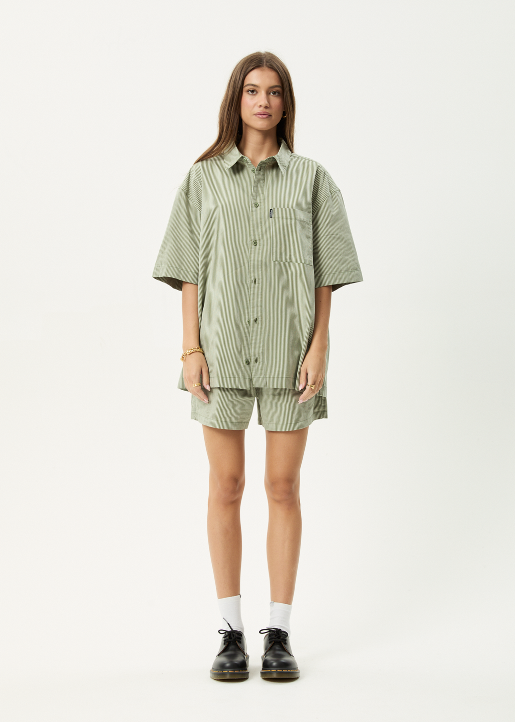 AFENDS Mens Candy - Short Sleeve Shirt - Oil Green