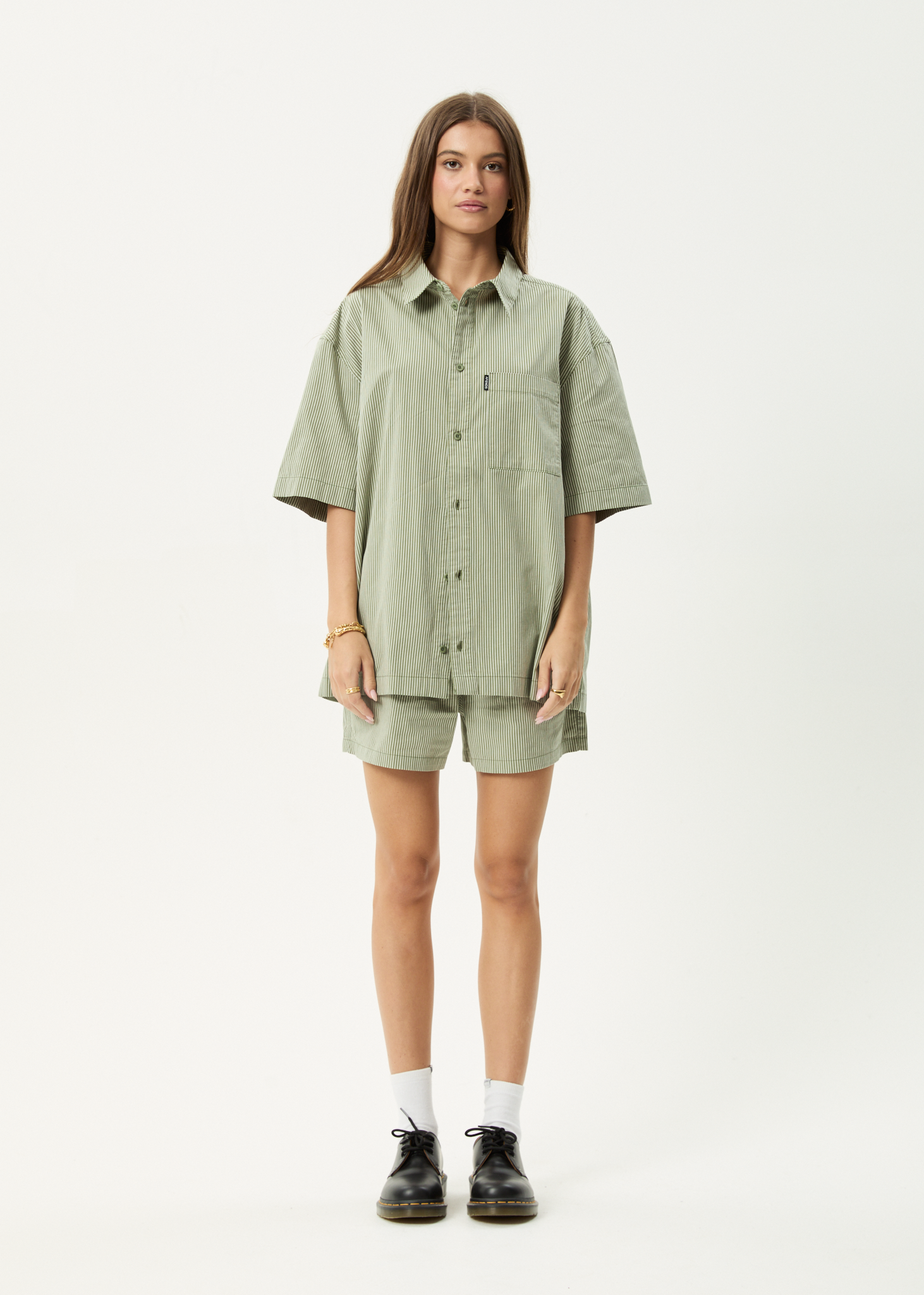 AFENDS Mens Candy - Short Sleeve Shirt - Oil Green