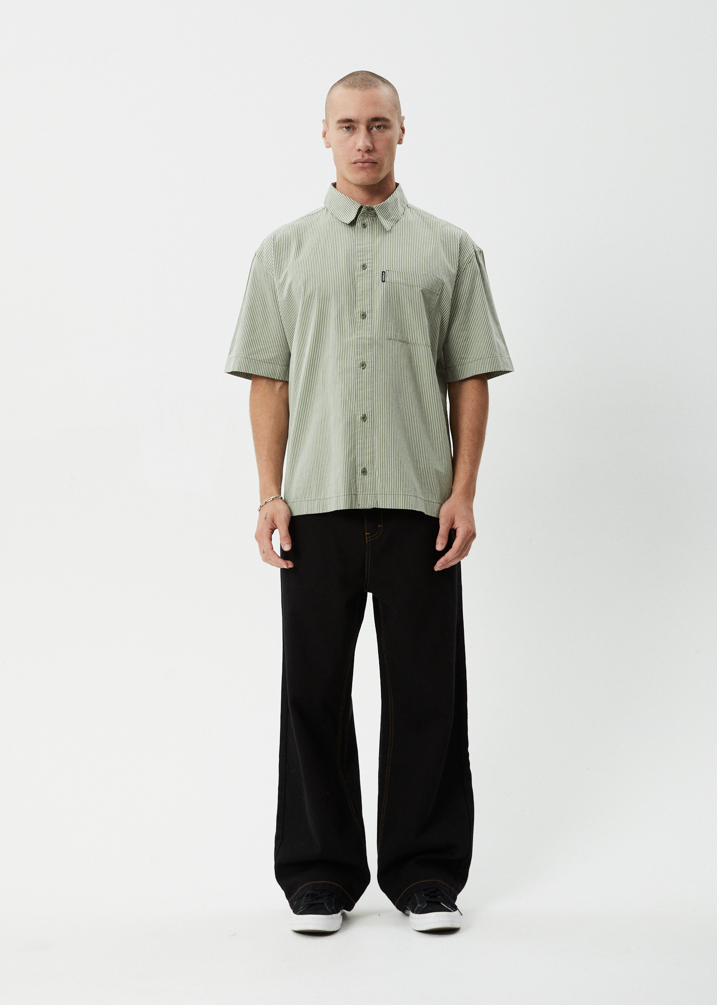 AFENDS Mens Candy - Short Sleeve Shirt - Oil Green