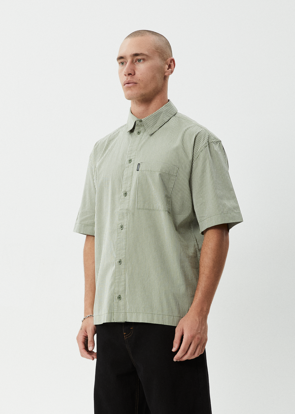AFENDS Mens Candy - Short Sleeve Shirt - Oil Green