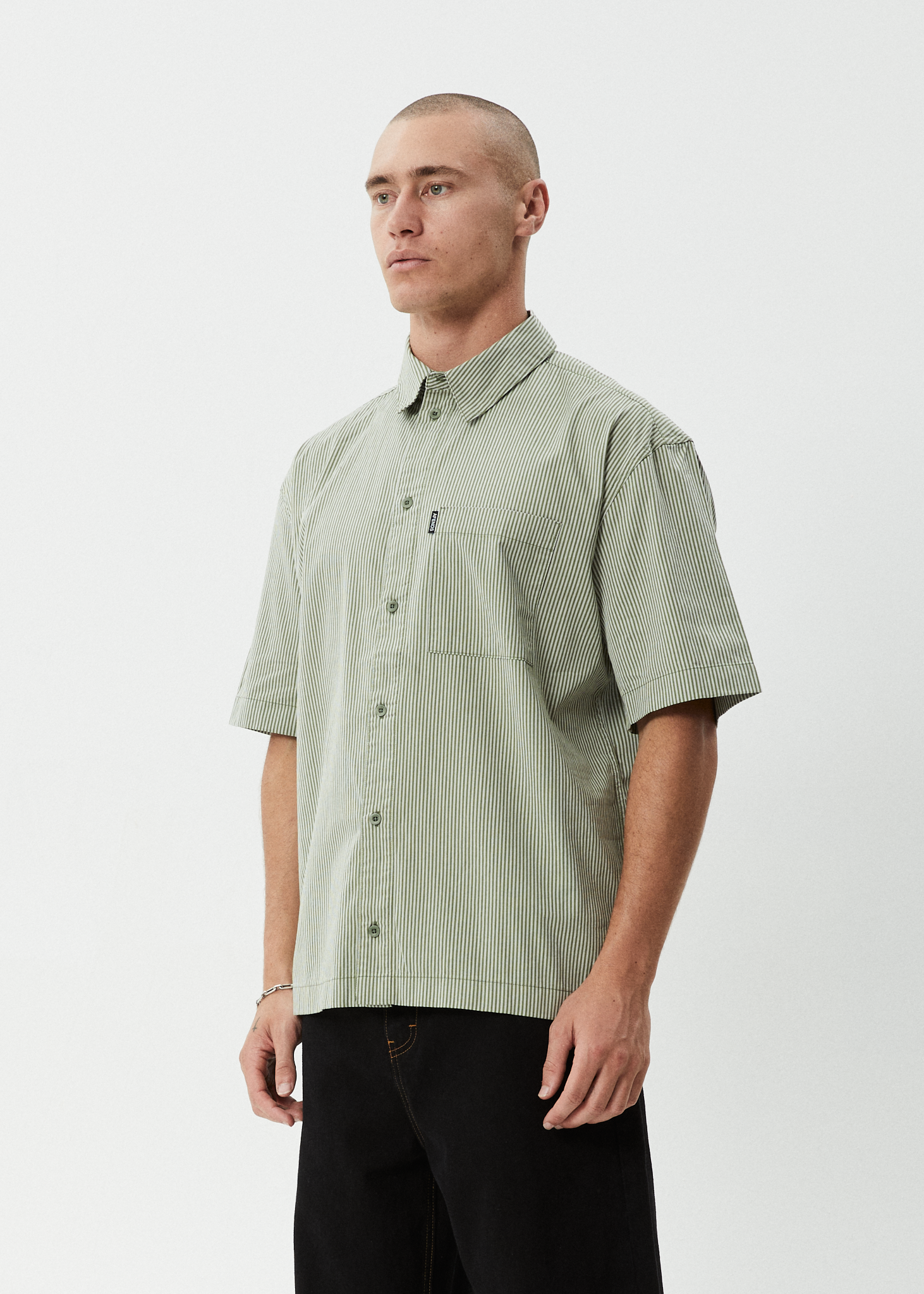 AFENDS Mens Candy - Short Sleeve Shirt - Oil Green