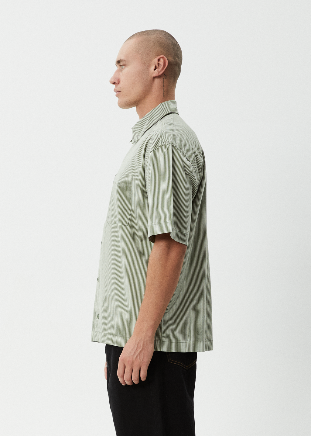 AFENDS Mens Candy - Short Sleeve Shirt - Oil Green