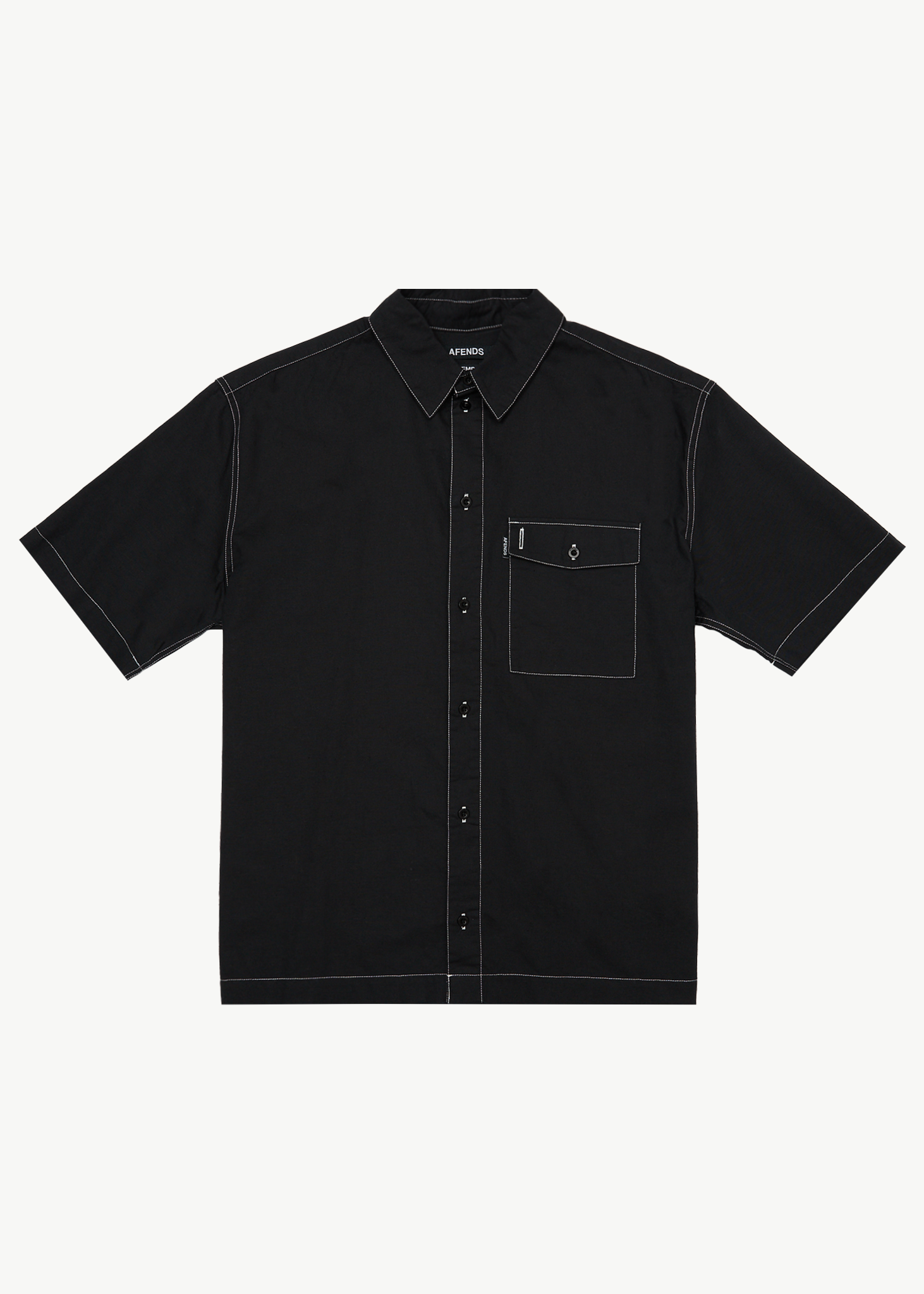 AFENDS Mens Flame - Short Sleeve Shirt - Black