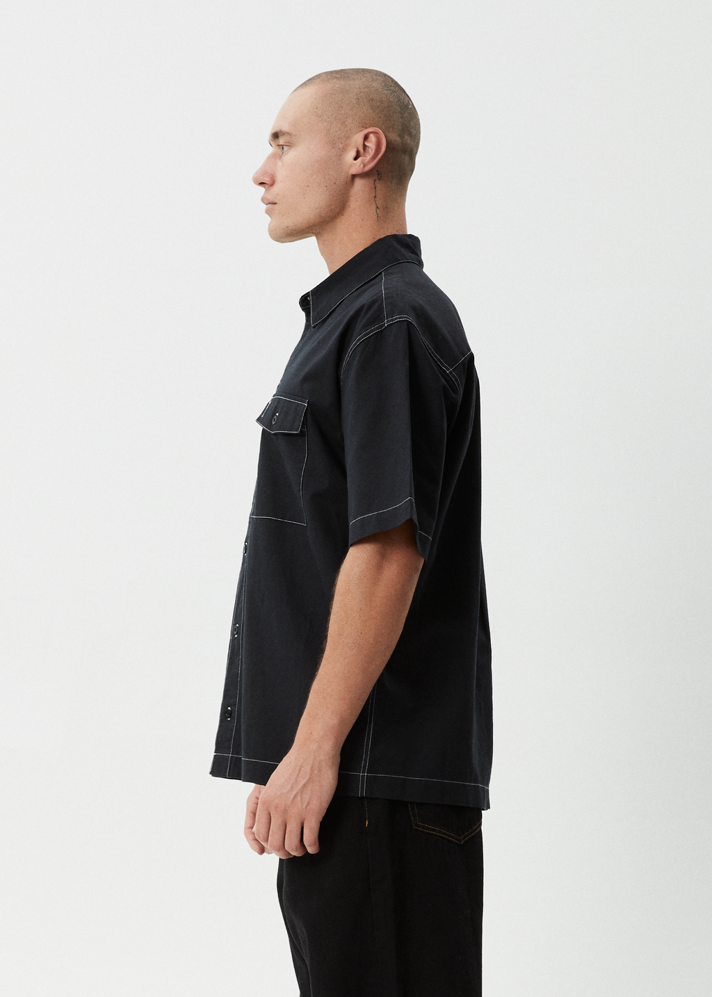 AFENDS Mens Flame - Short Sleeve Shirt - Black