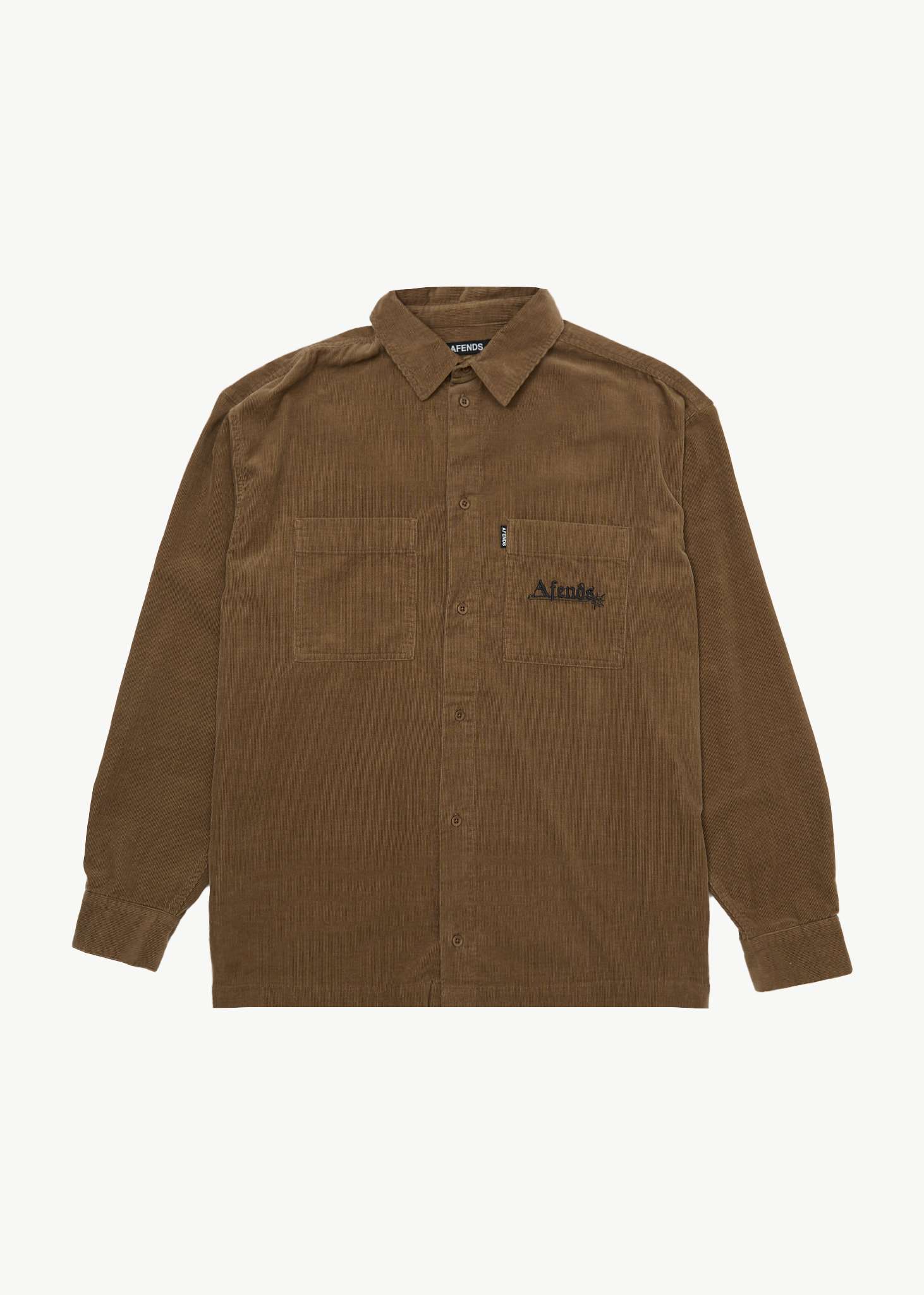 AFENDS Mens Welcome Back - Long Sleeve Shirt - Fossil