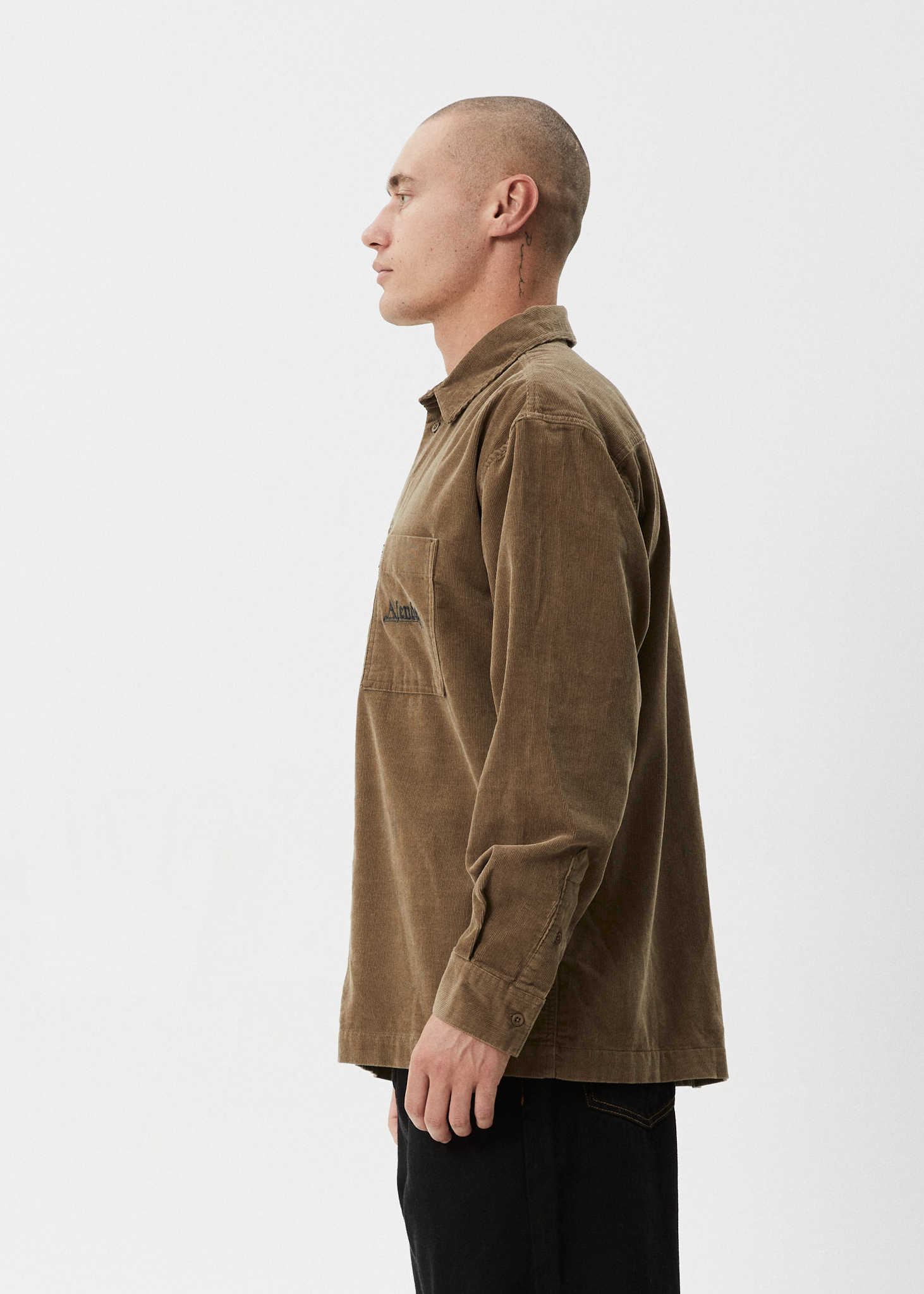 AFENDS Mens Welcome Back - Long Sleeve Shirt - Fossil