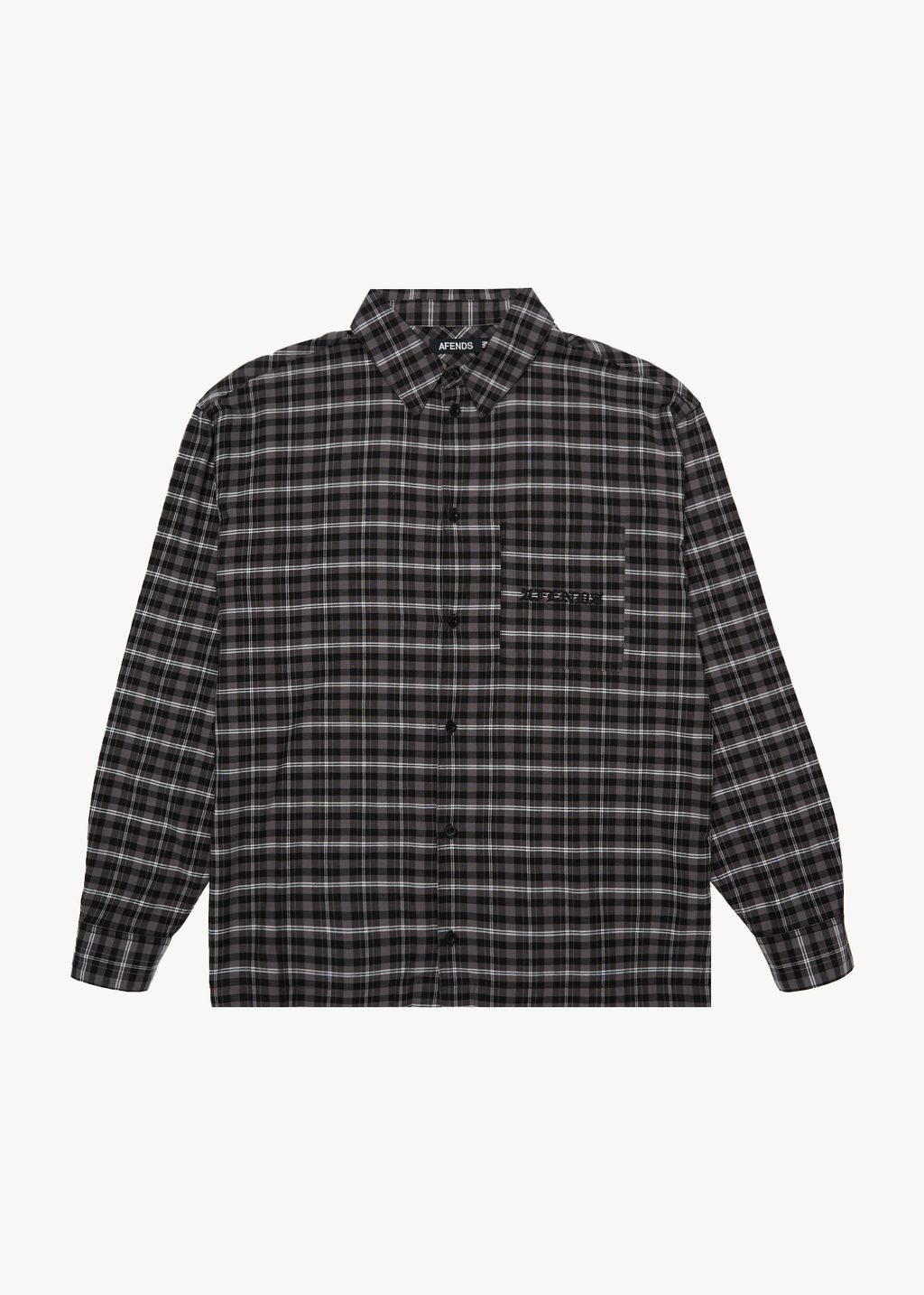 AFENDS Mens Darkness - Long Sleeve Shirt - Black Check