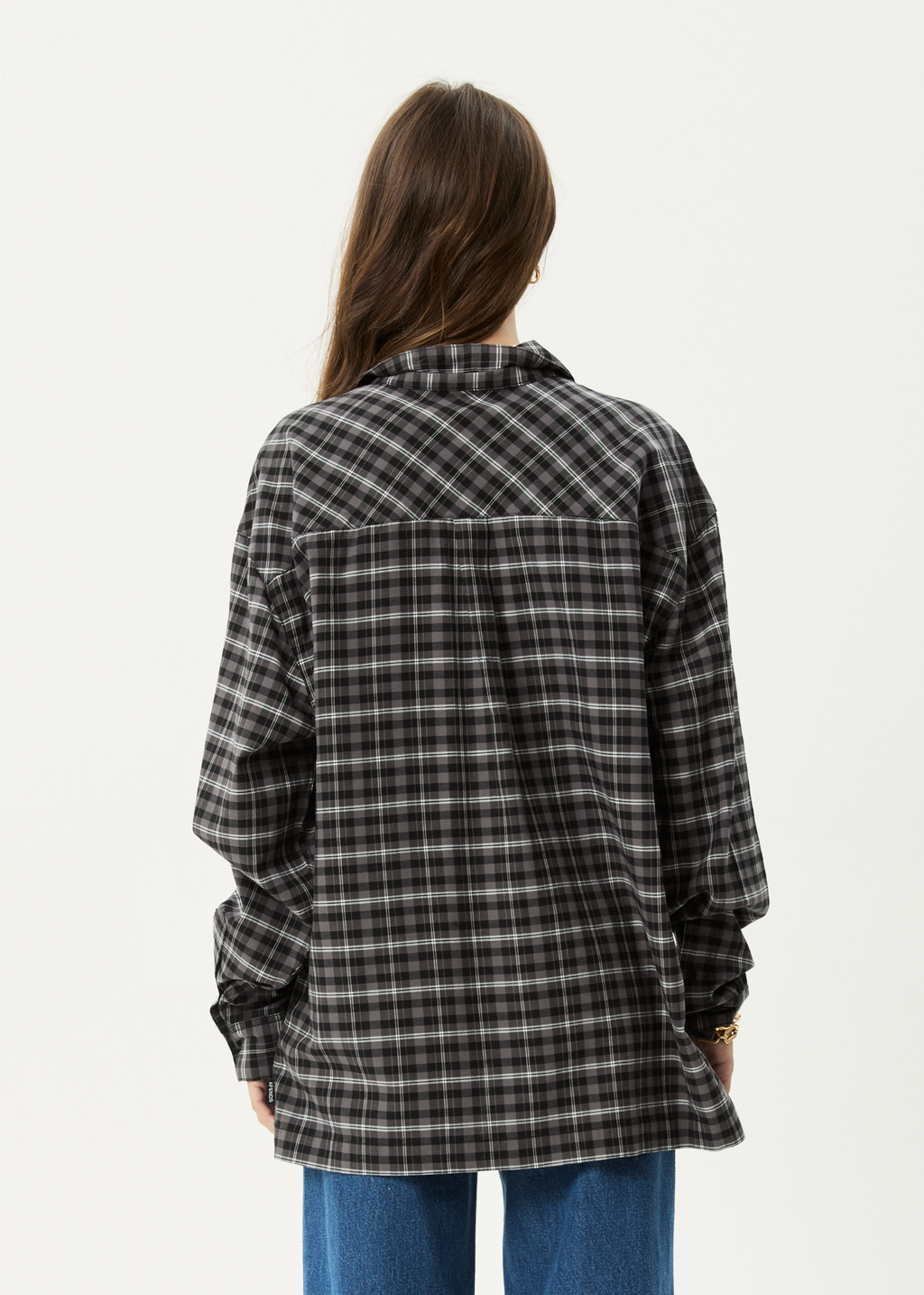 AFENDS Mens Darkness - Long Sleeve Shirt - Black Check