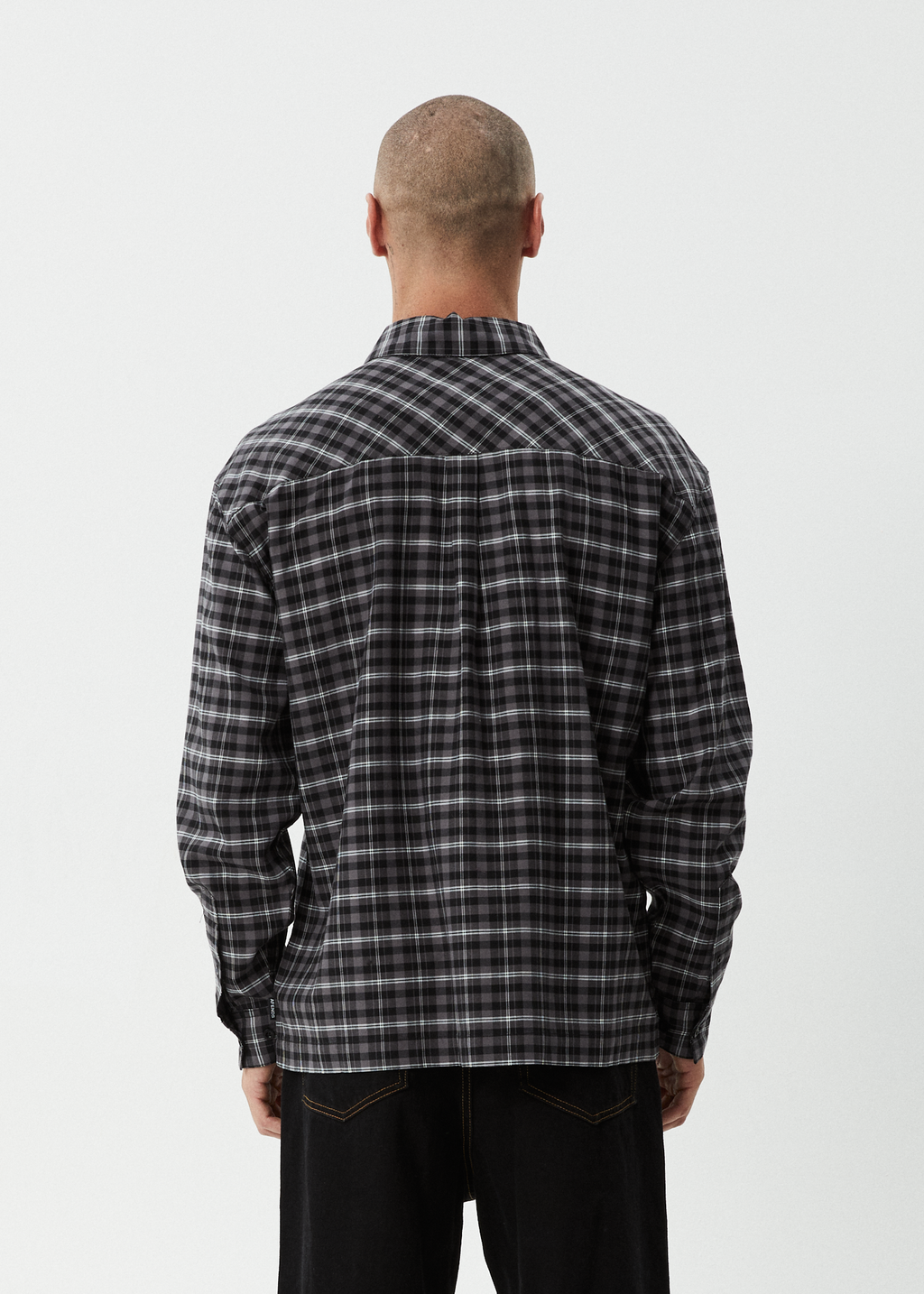 AFENDS Mens Darkness - Long Sleeve Shirt - Black Check