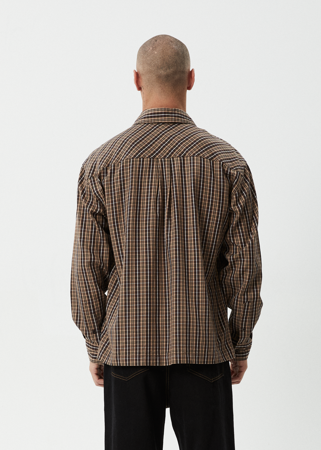 AFENDS Mens Hometown - Long Sleeve Shirt - Coffee