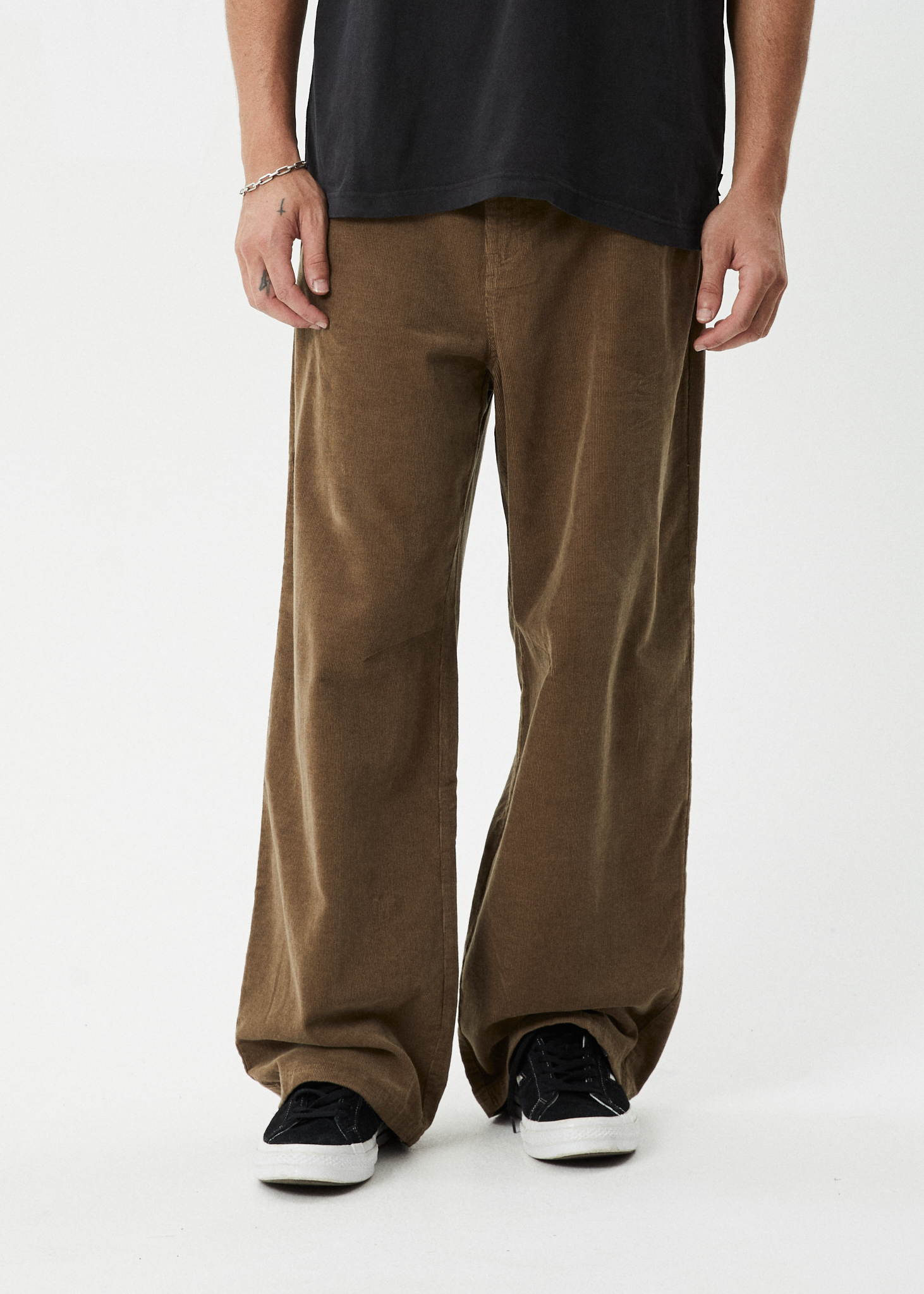 AFENDS Mens Welcome Back - Corduroy Baggy Pant - Fossil