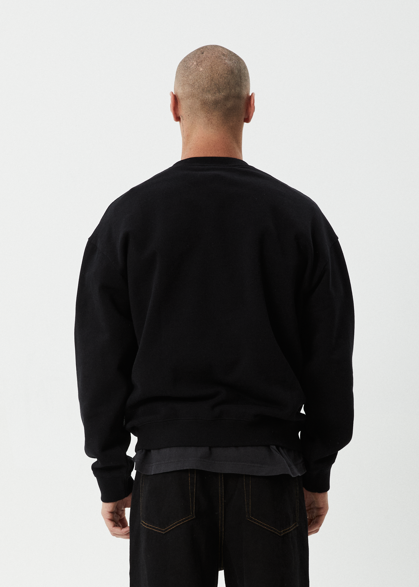AFENDS Mens Dime Bag - Crew Neck Jumper - Black